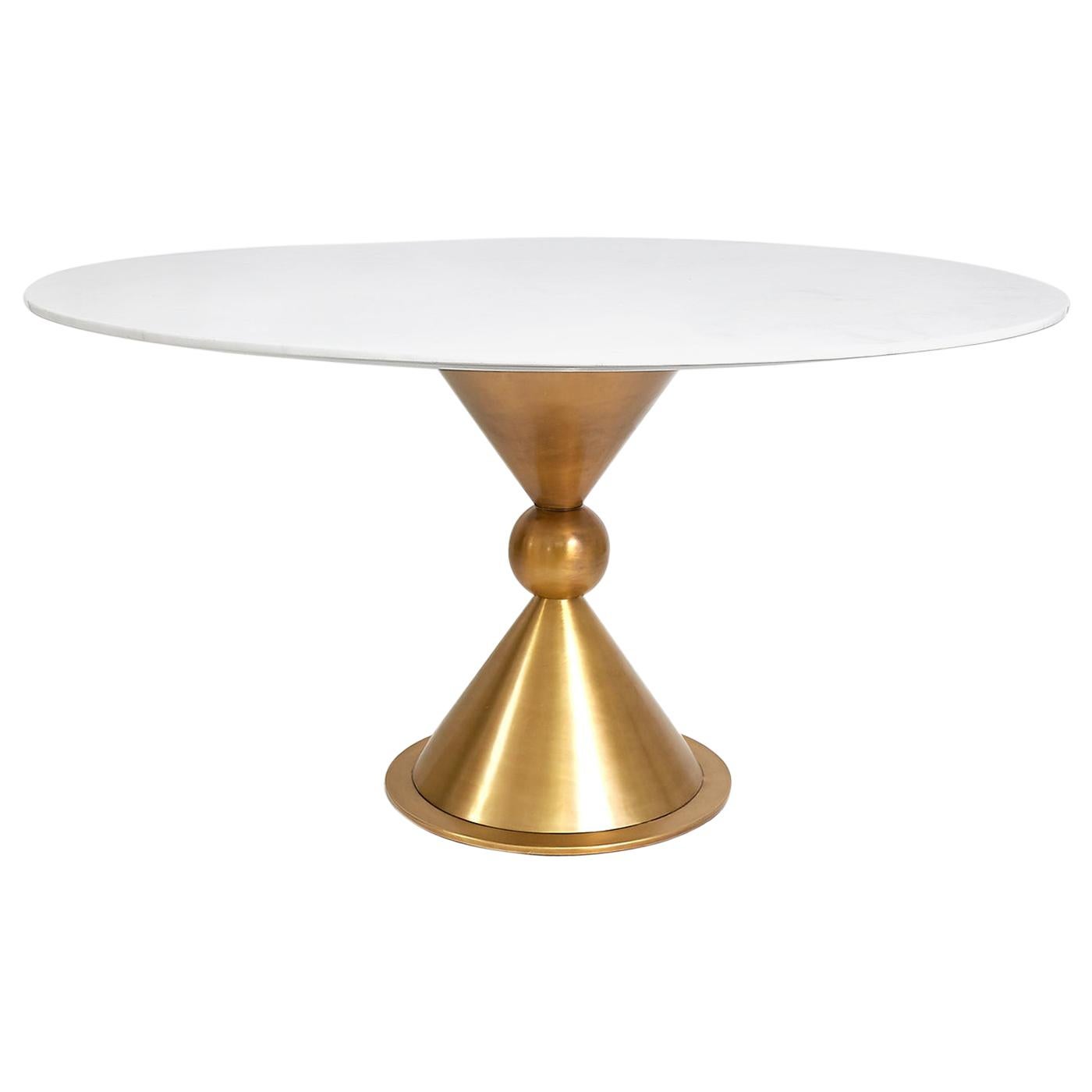 Caracas Brass and White Marble Dining Table