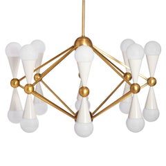 Caracas Ivory and Brass Sixteen-Light Chandelier