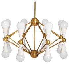 Caracas Ivory and Brass Sixteen-Light Chandelier