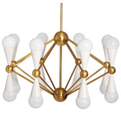 Caracas Ivory and Brass Sixteen-Light Chandelier