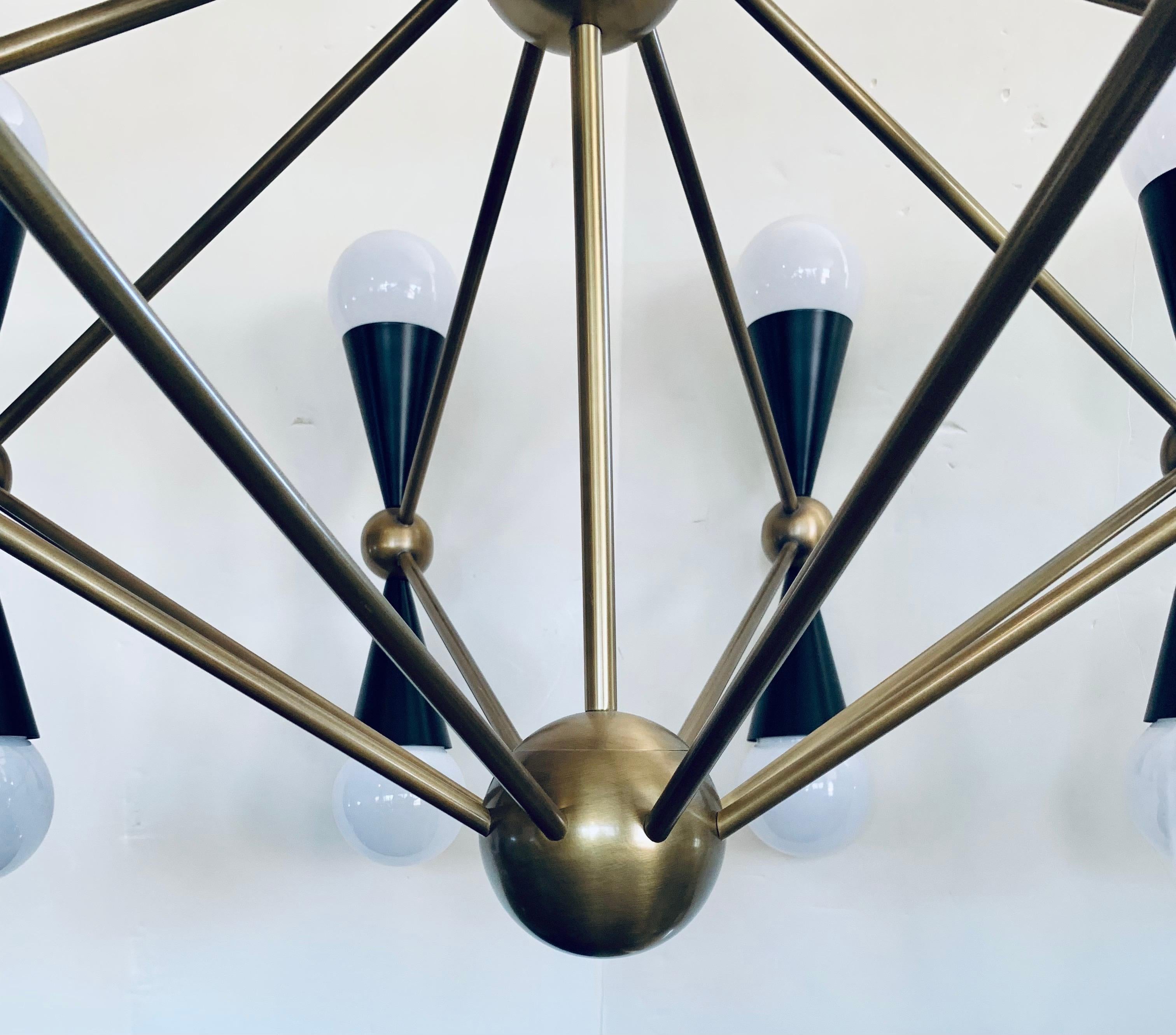 Jonathan Adler Black and Brass Caracas Sixteen-Light Chandelier 1