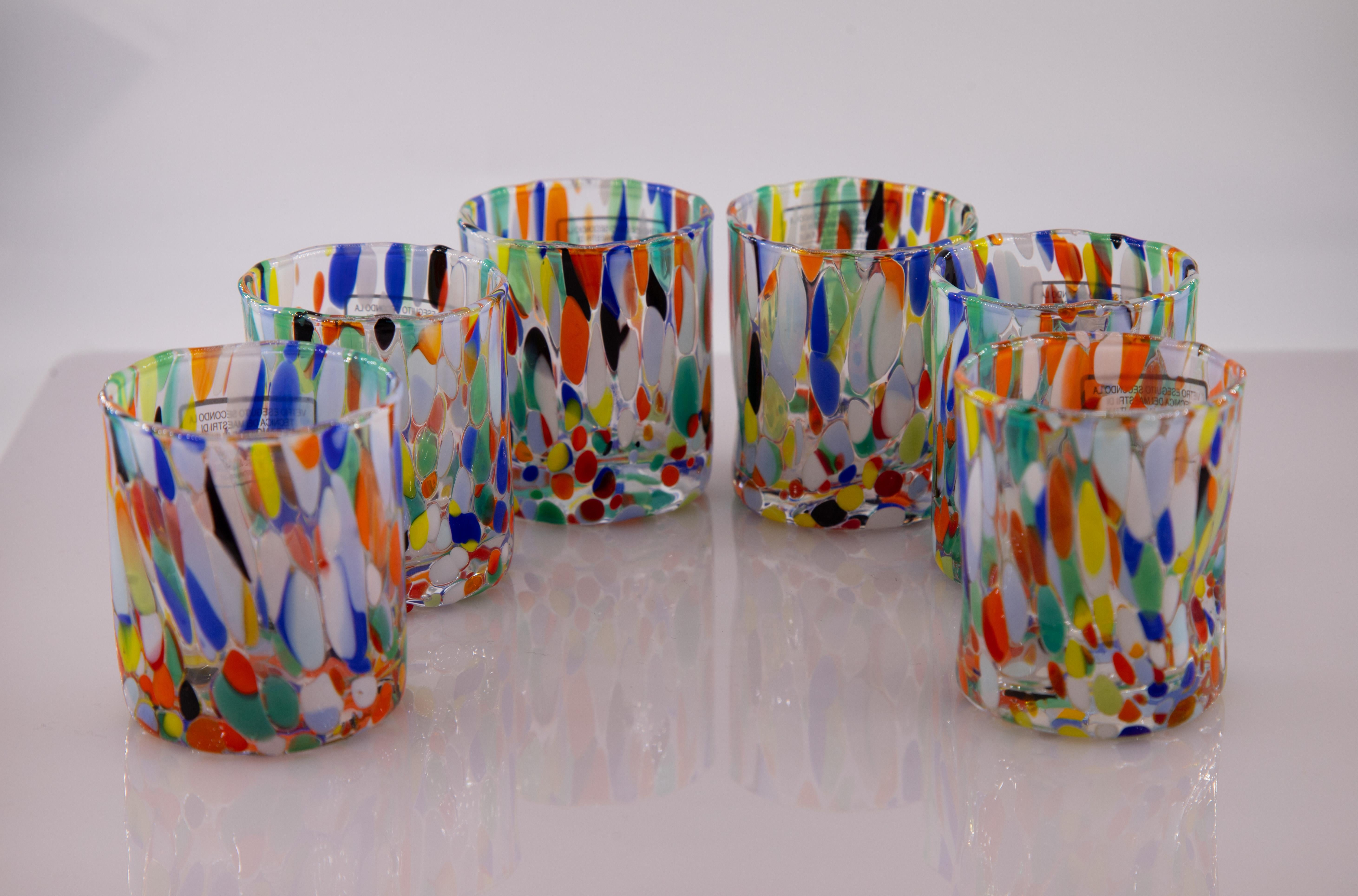 Caracas, set of 6 Murano shot glasses color 