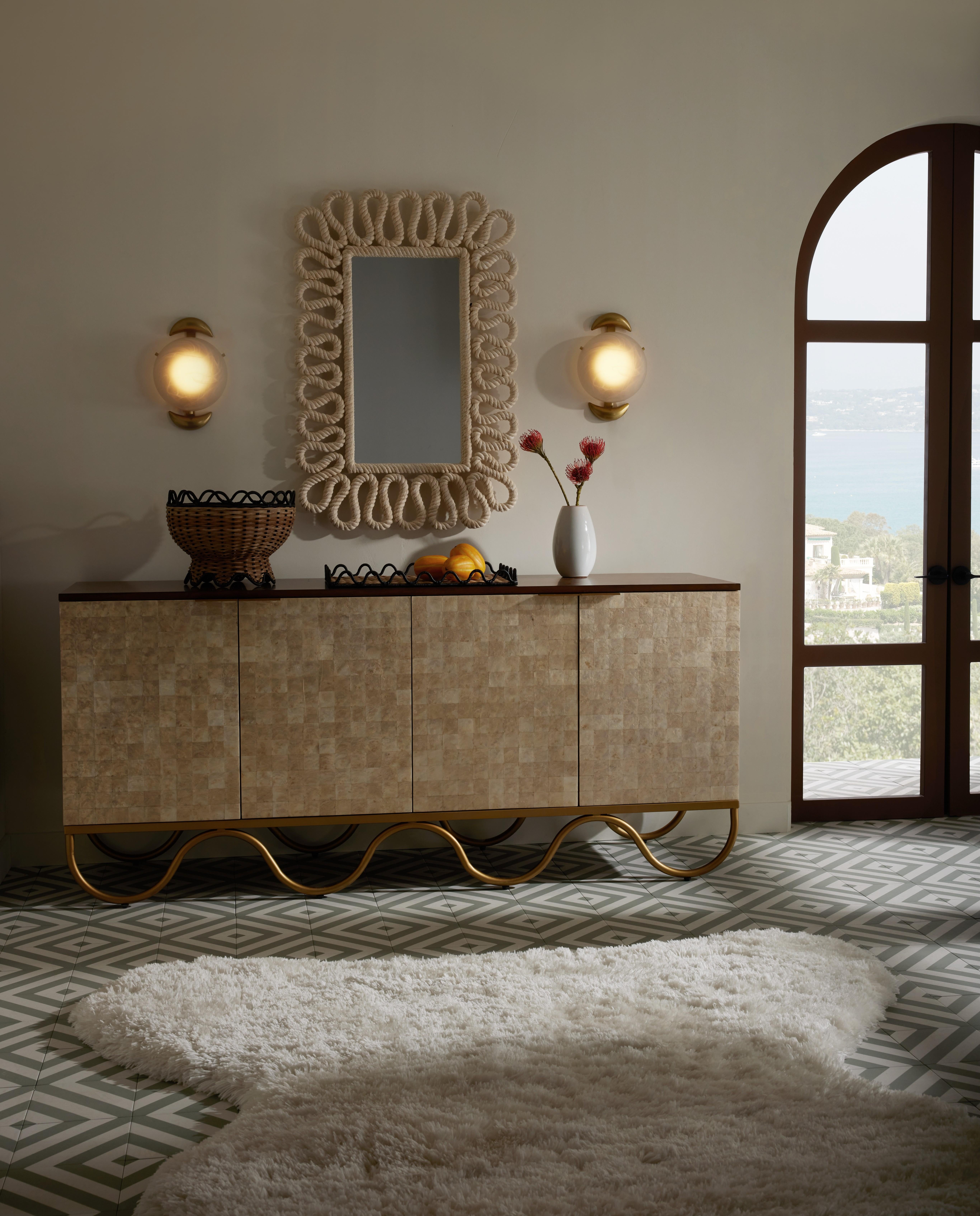 Miroir Caracole GKWMS01 - Ivoire, corde de coton en vente 3