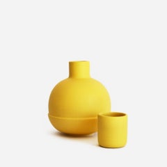 Ceramic Carafe and glasses Yellow. Inspired in traditional carafes from Mexico.