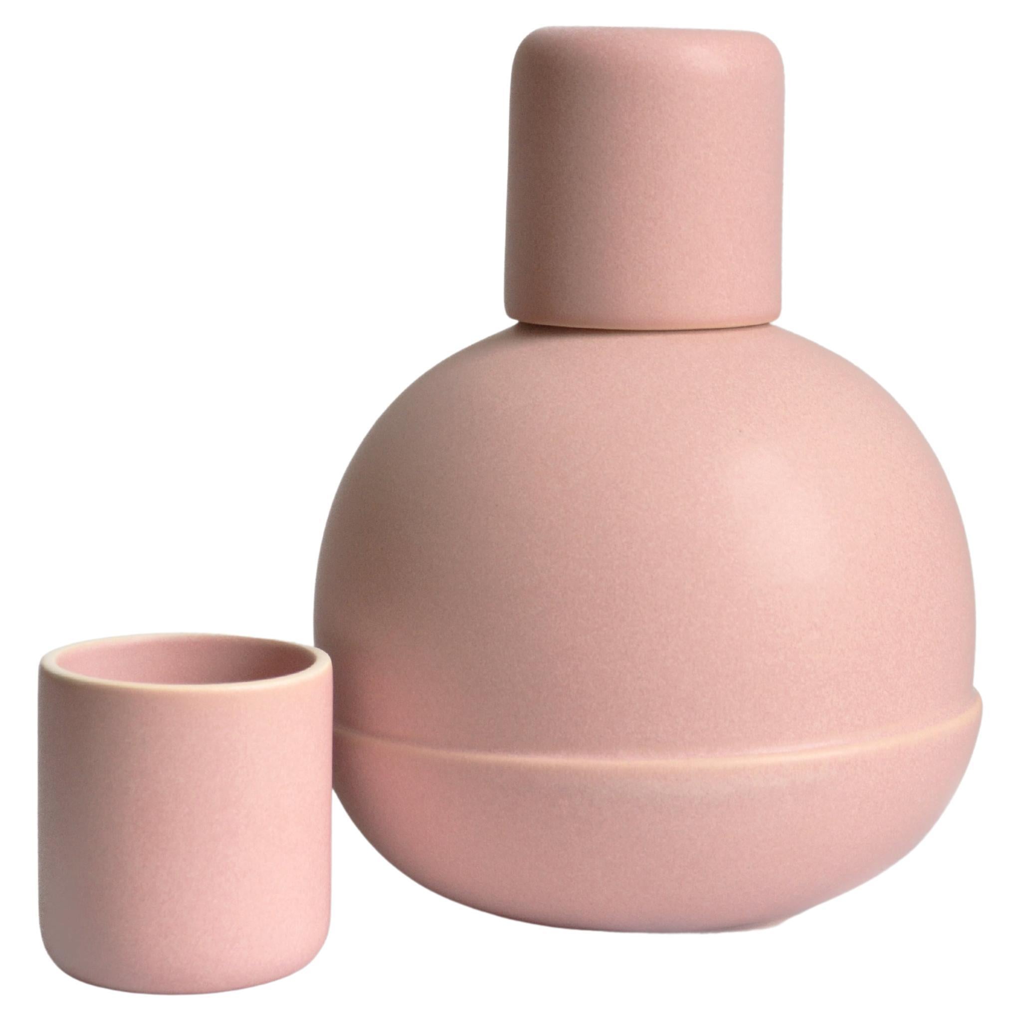 Mexican Pink Carafe and cups Inspired by Traditional Carafes Jug, Pitcher Decorative For Sale