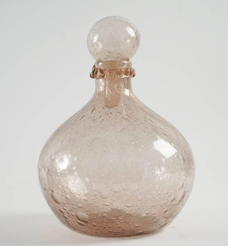 French Carafe in Blown Glass of Biot, circa 1950-1960