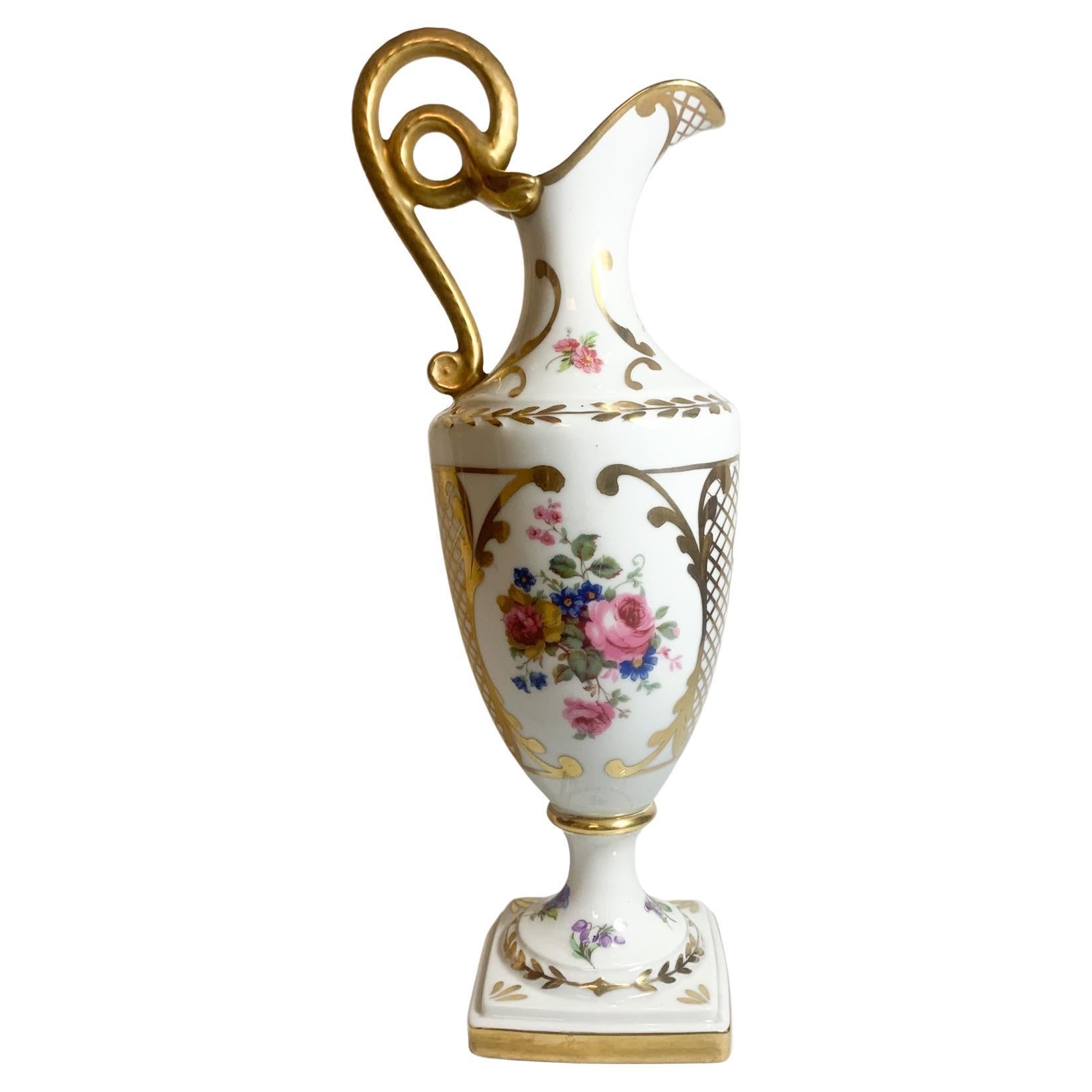 Carafe in French Limoges Porcelain Hand Painted, 1940s For Sale