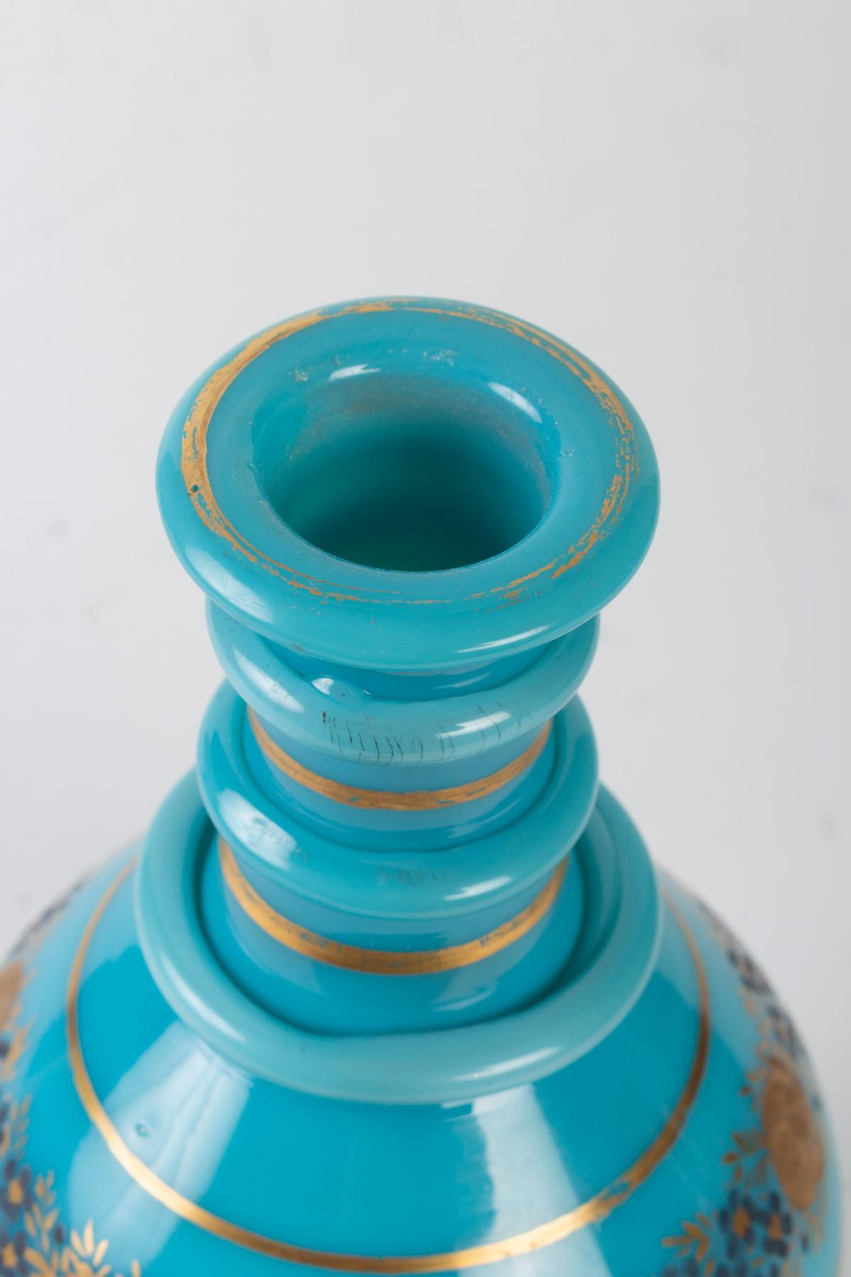 Gilt Carafe in Turquoise Blue Opaline