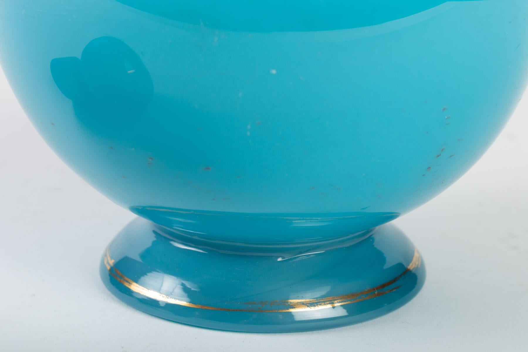 Carafe in Turquoise Blue Opaline In Good Condition In Saint-Ouen, FR