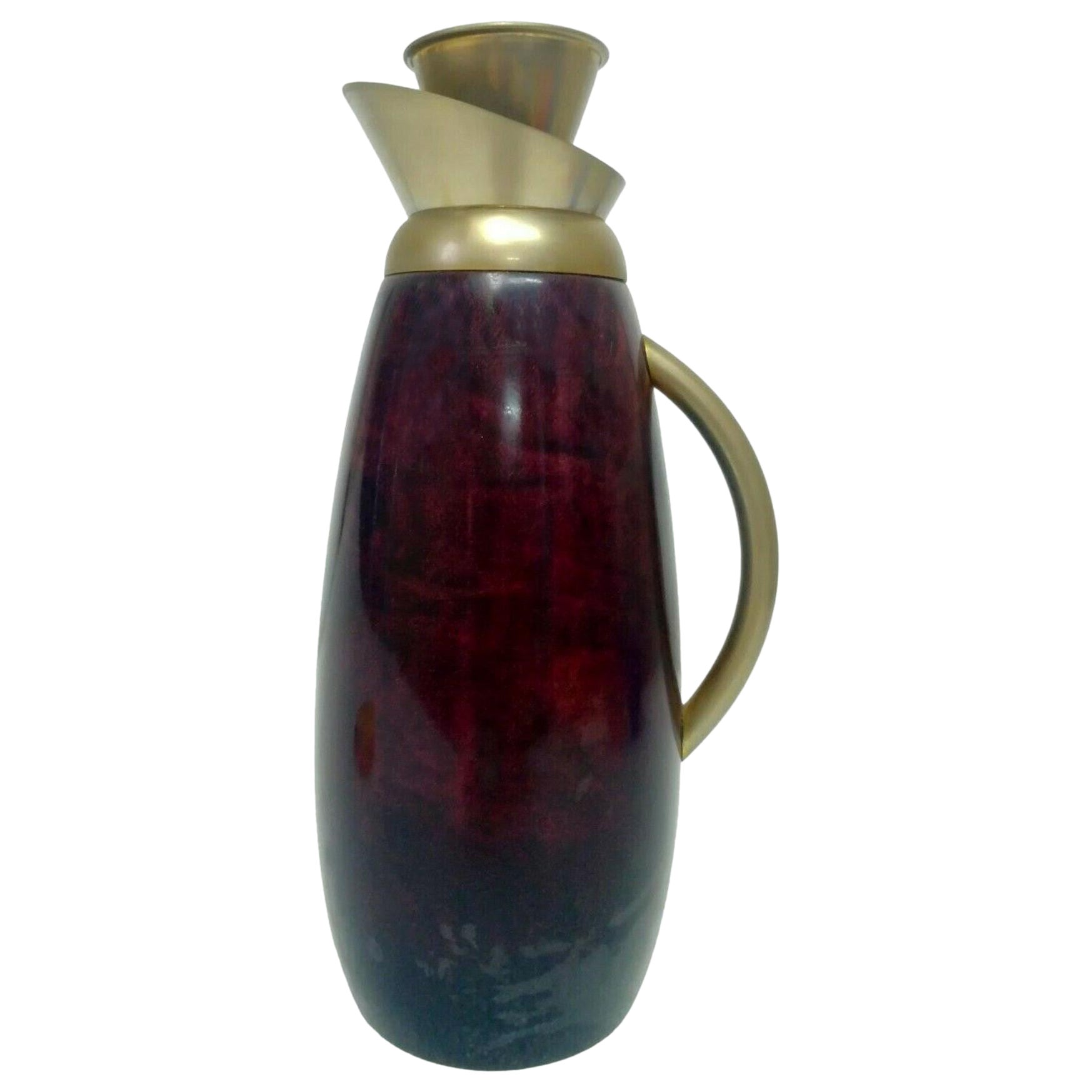 Carafe Thermos "Macabo" in Parchment Signed Design Aldo Tura, 1950s