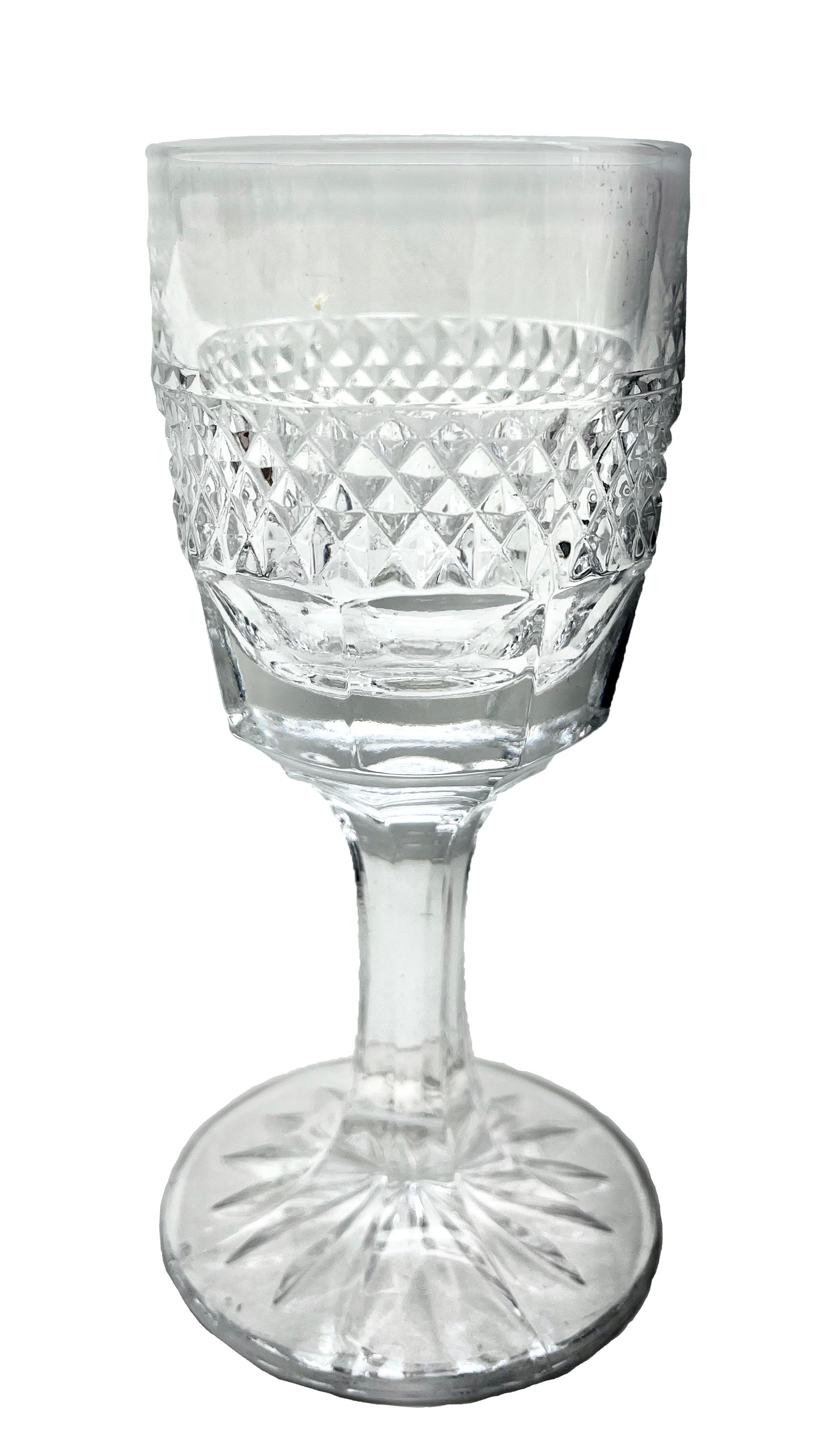 Post-Modern Carafe with Stopper and Set of 6 Small Wine, Liqueur Glasses For Sale