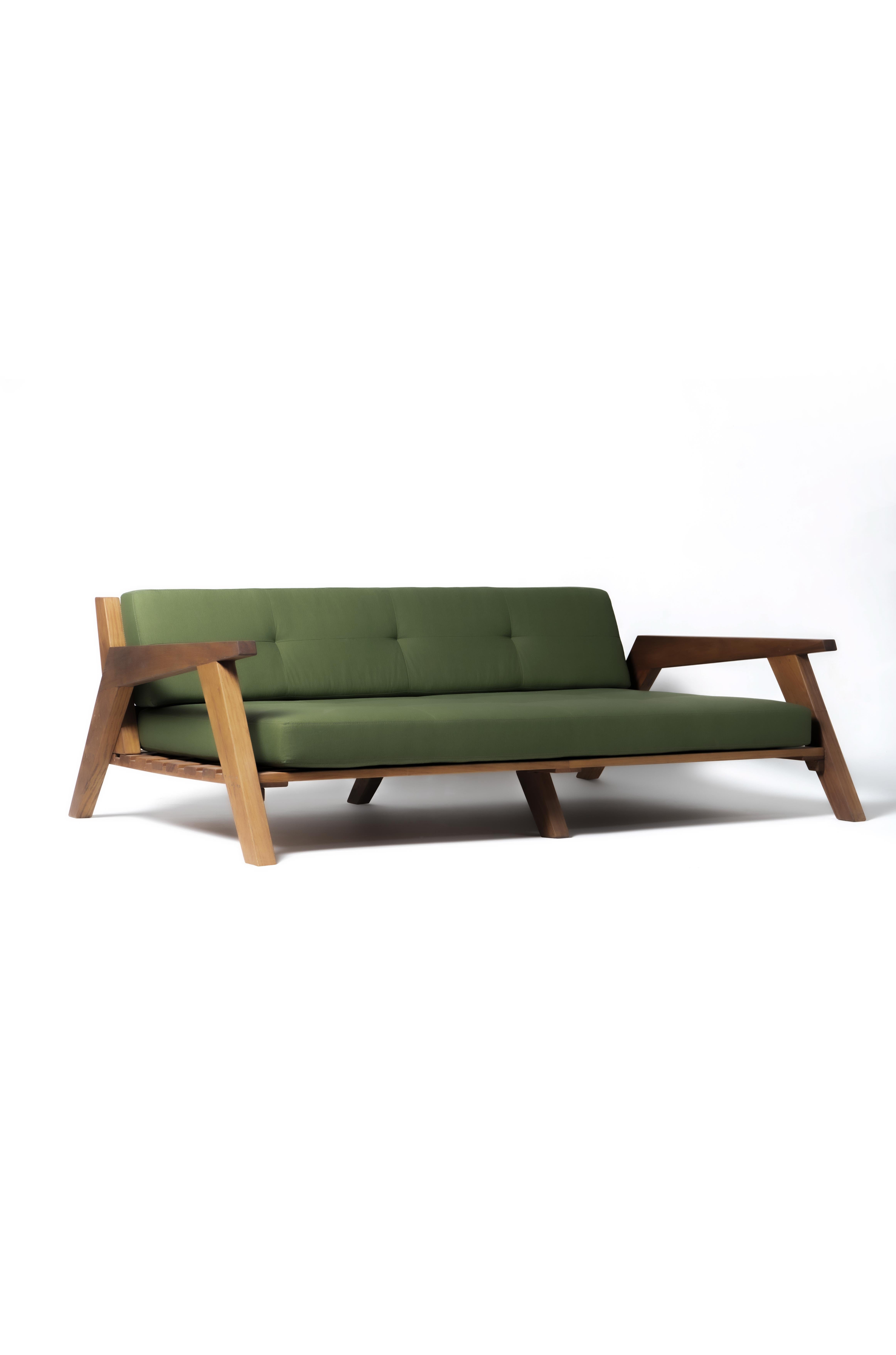 Minimalistisches brasilianisches handgefertigtes Chaise Sofa „Carava“ von Dimitrih Correa (Brasilianisch) im Angebot
