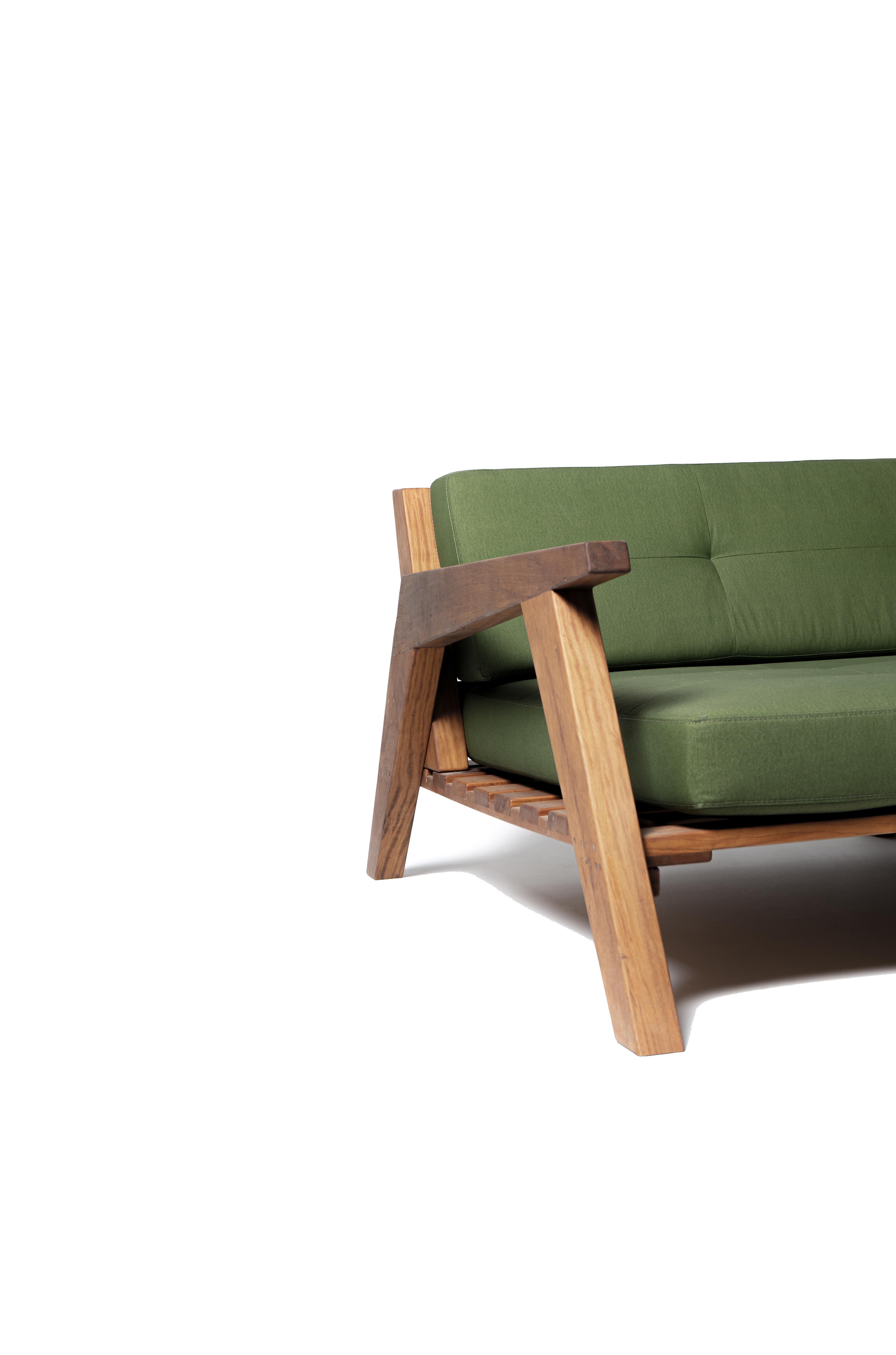 Hand-Crafted Minimalist Brazilian Handcrafted Chaise Sofa 