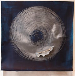 Carali McCall, Work no. 1 (Circle Drawing) Blue / Silver, 2018