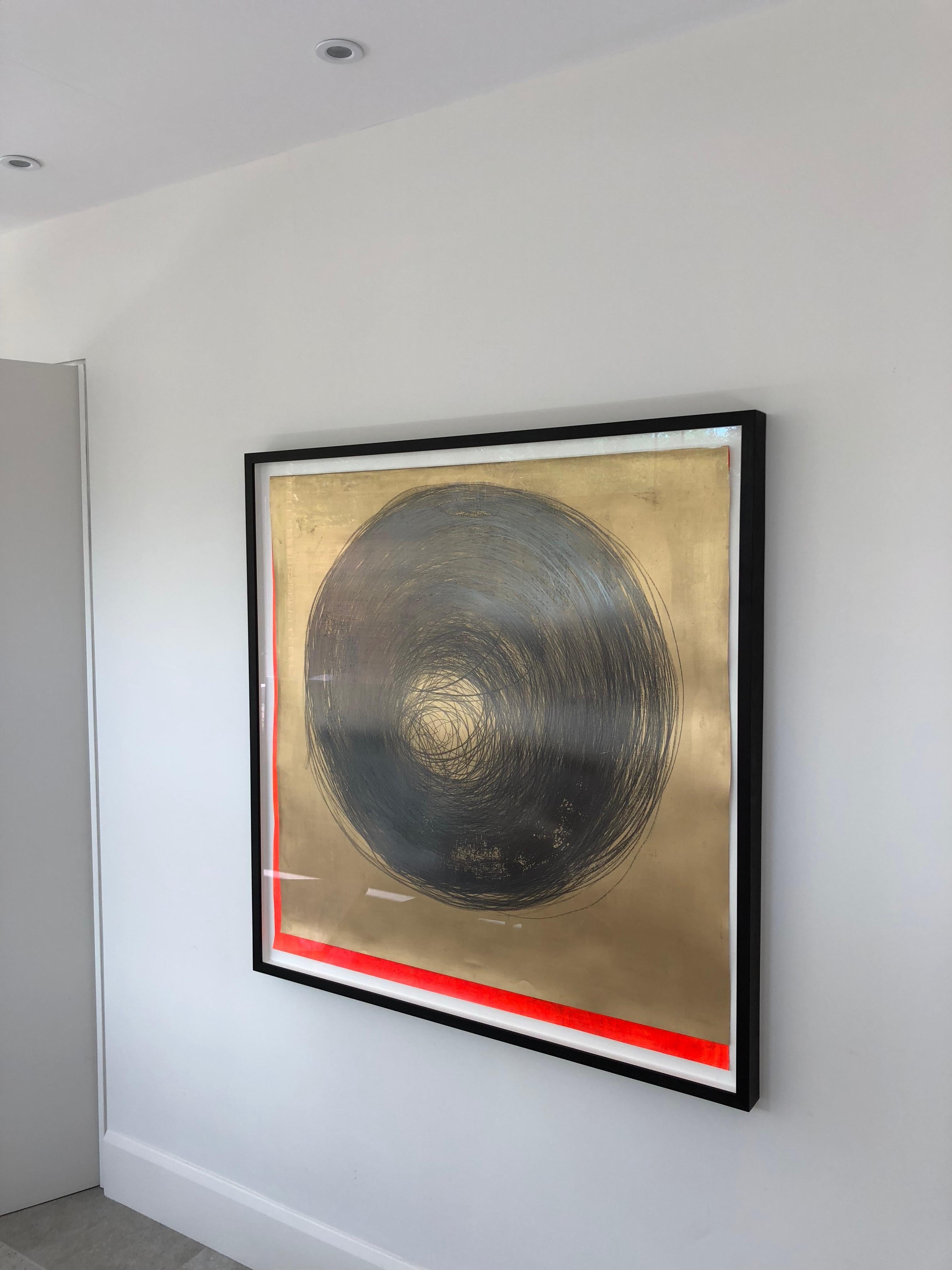 Carali McCall, Work no. 1 (Circle Drawing) Gold / Neon Red, 2018 4