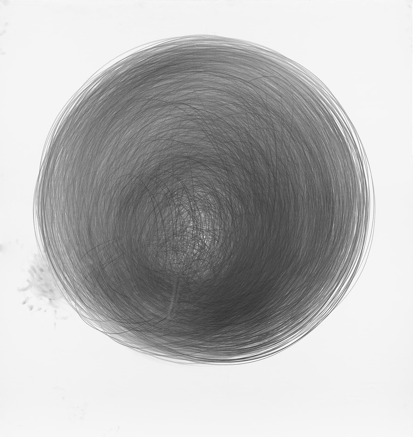 'Work no. 1 (Circle Drawing), 1hour 09minutes, 2018’ Limited Edition of 25, Lithograph Print, by Carali McCall (born 1981).  Signed and numbered by the artist.

McCall began her ‘Circle Drawing' artworks in 2004 where she focuses on the durational