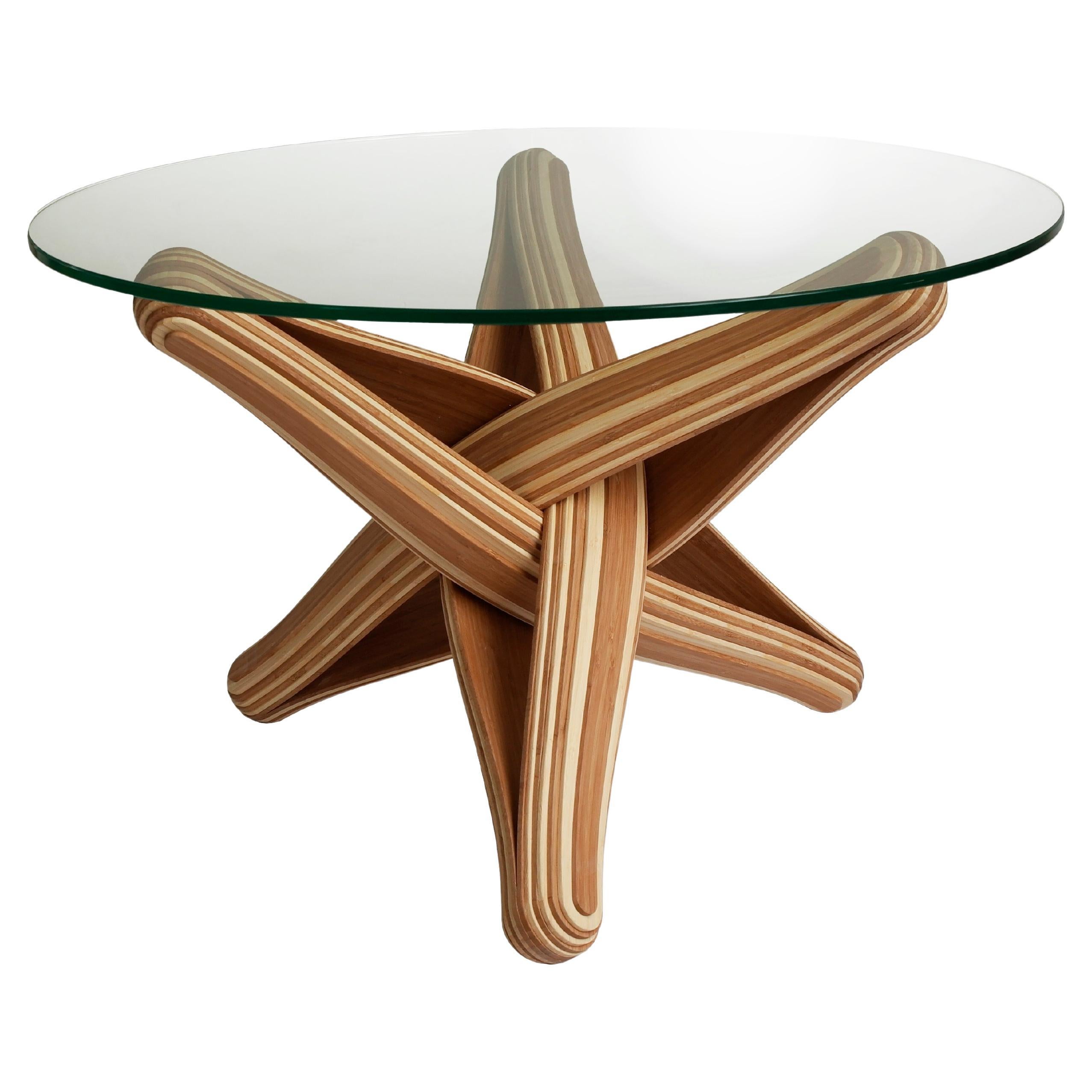 Caramel / naturel bamboo Coffee Table with Glass Top