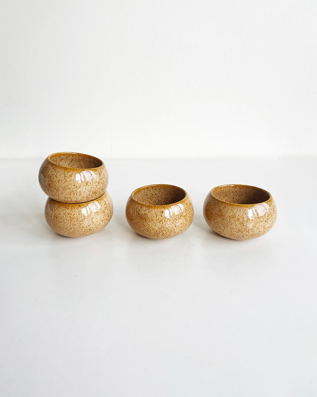 Caramel Beige Handmade Stoneware Mezcal Cups - Set of 4 In New Condition For Sale In West Hollywood, CA