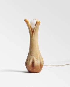 Caramel Beige Marble Glass Organic Contemporary Table Lamp