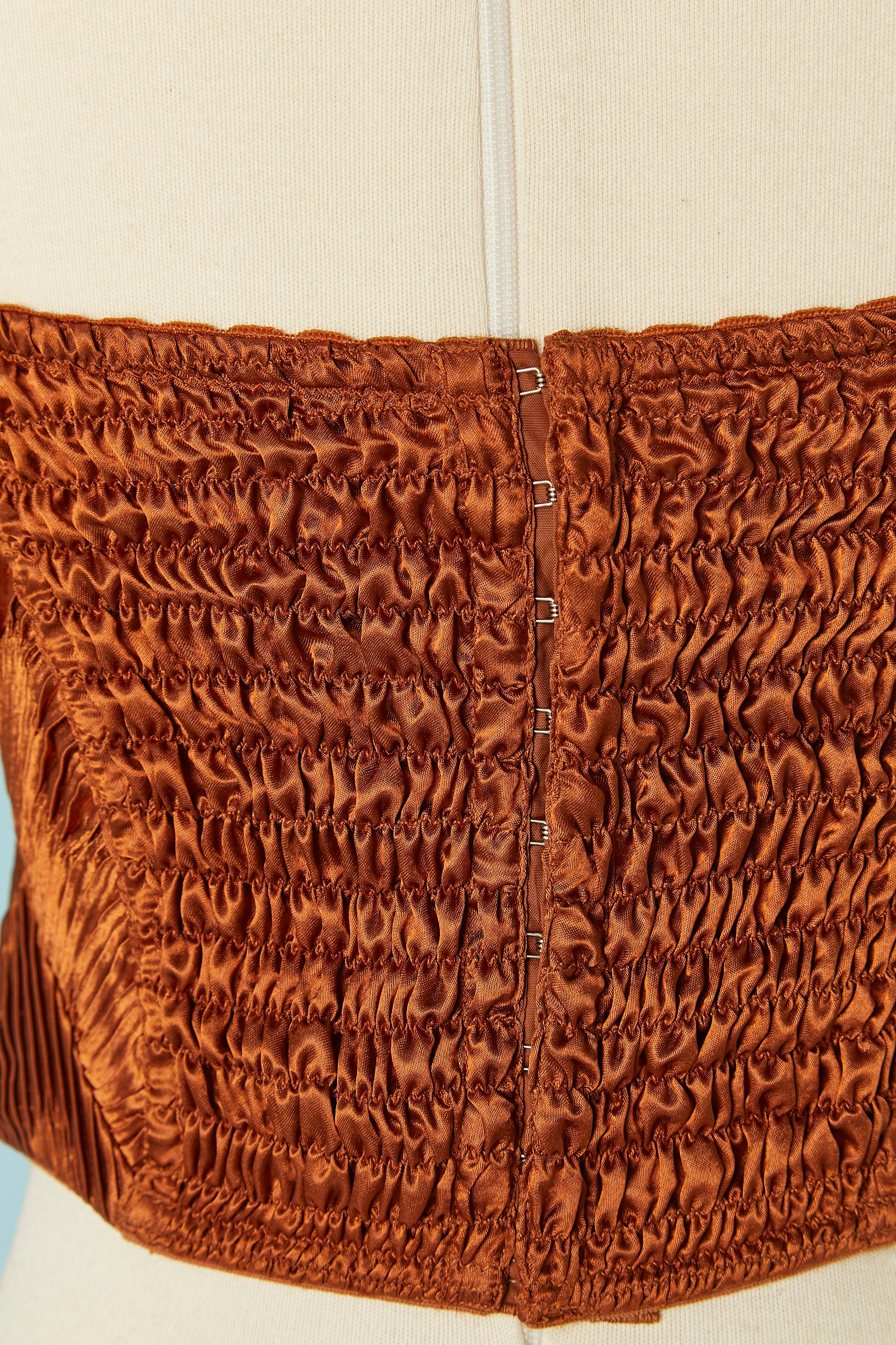 Caramel brown Bustier and panties pleated and lace LA PERLA ( New with tag) For Sale 1