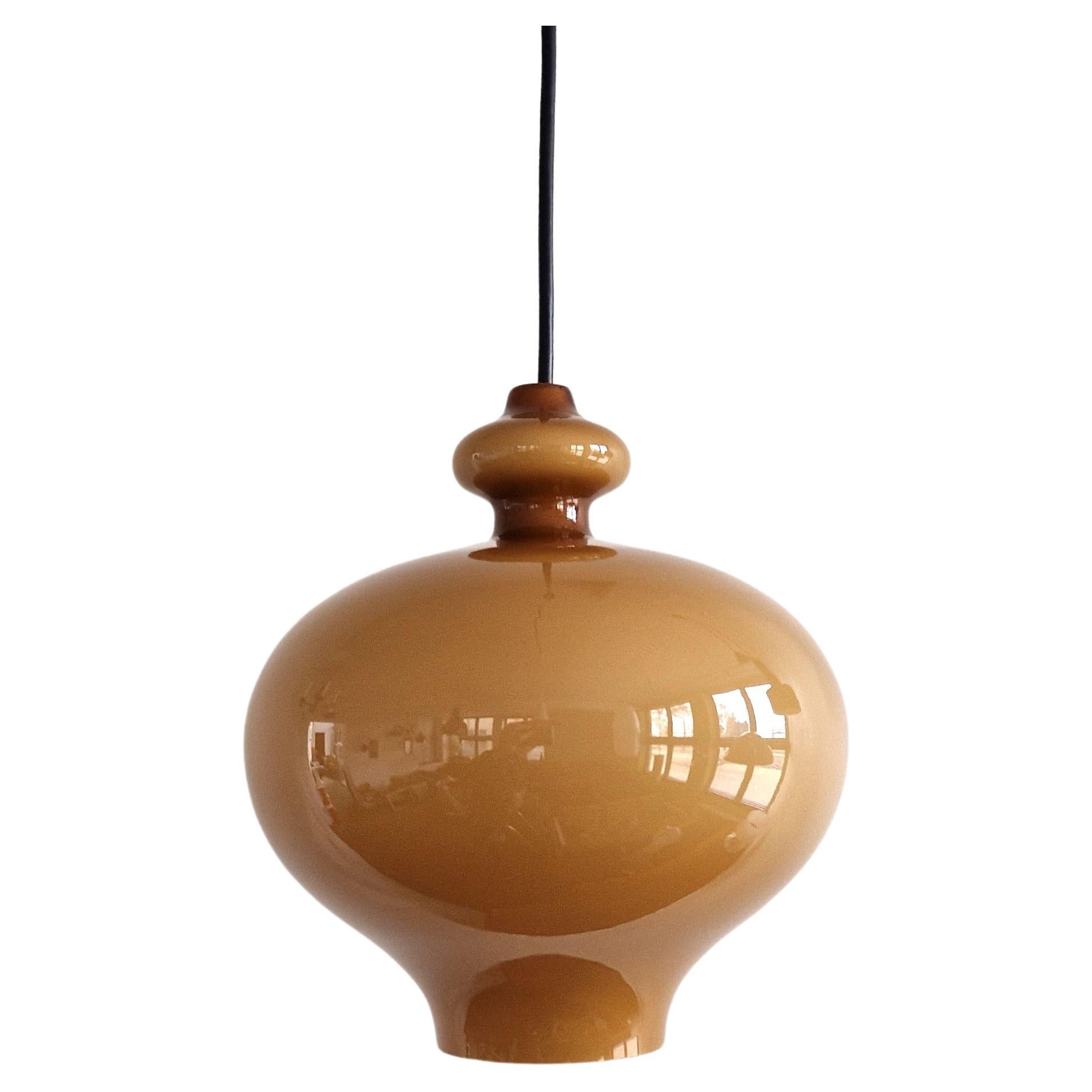 Caramel brown glass pendant lamp by Hans Agne Jakobsson for Staff Leuchten For Sale