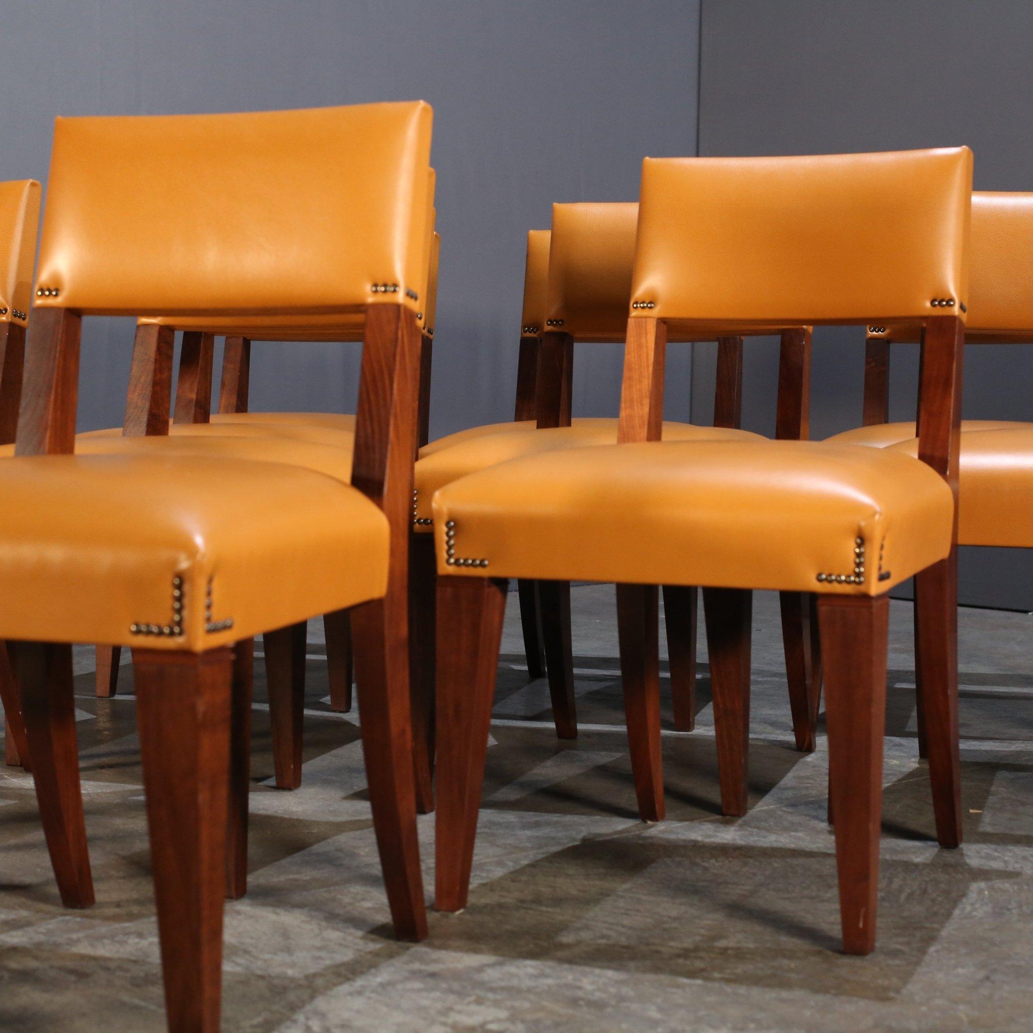 Caramel Brown Leather Chair, Set of Eleven (Leder) im Angebot