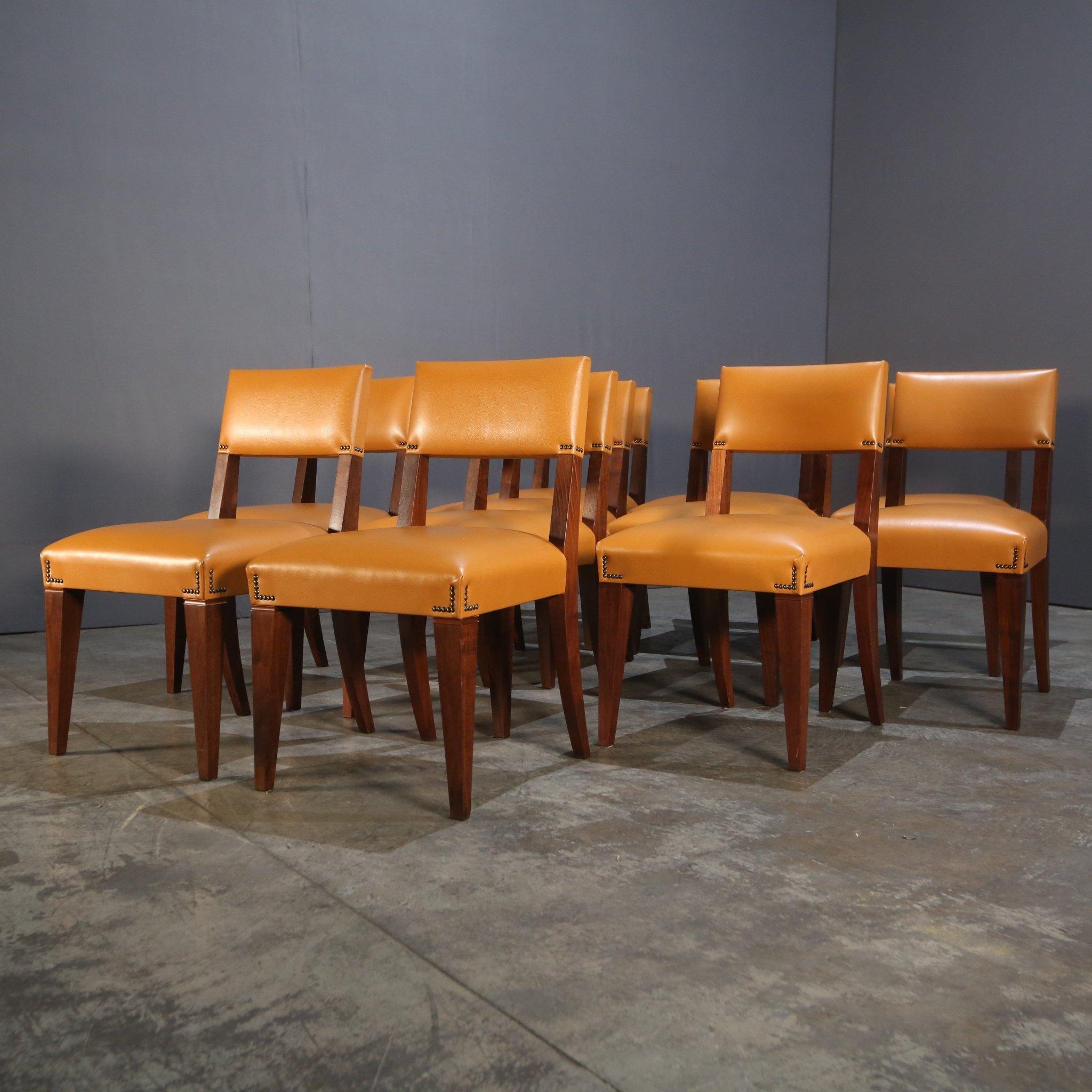 Caramel Brown Leather Chair, Set of Eleven im Angebot 1