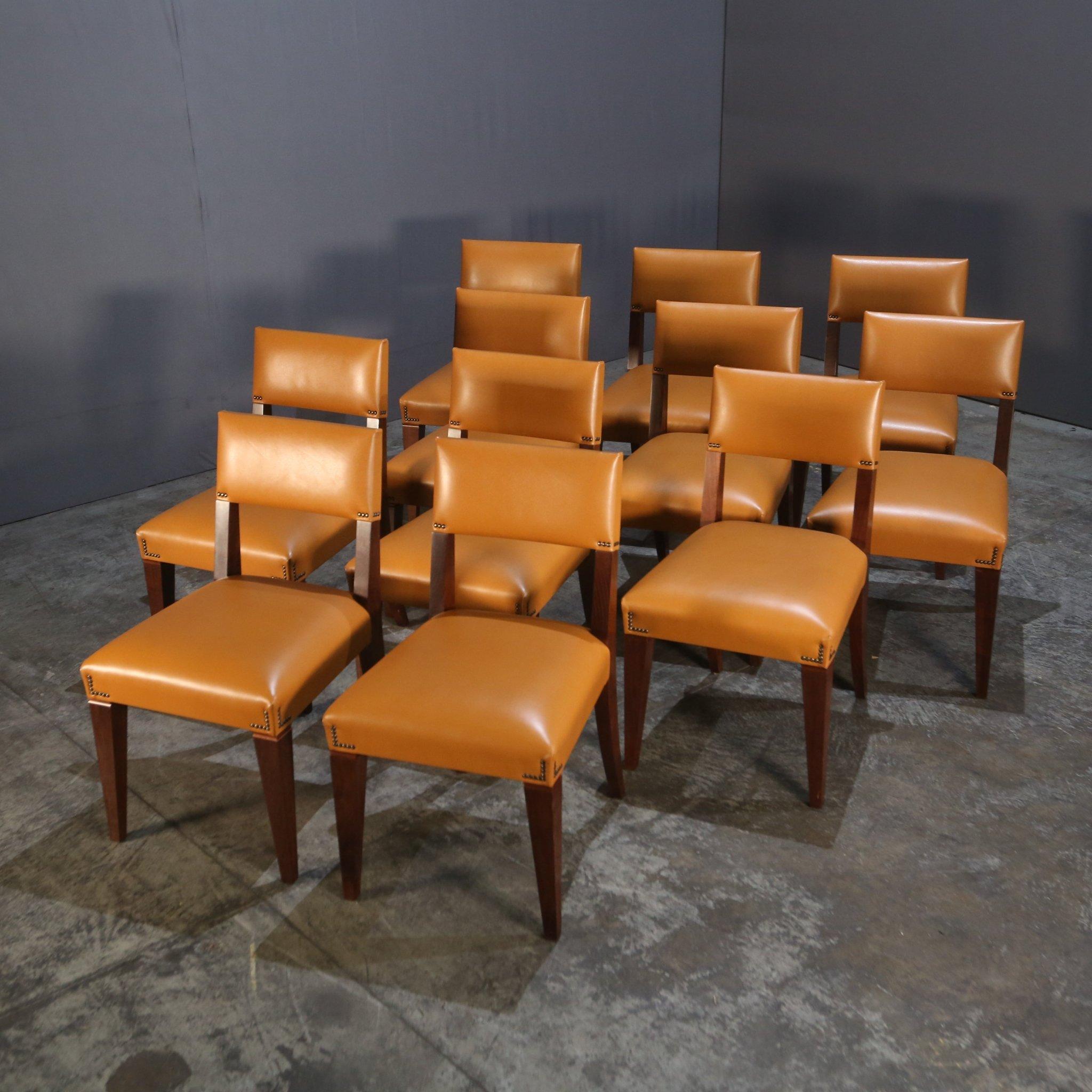 Caramel Brown Leather Chair, Set of Eleven im Angebot 2