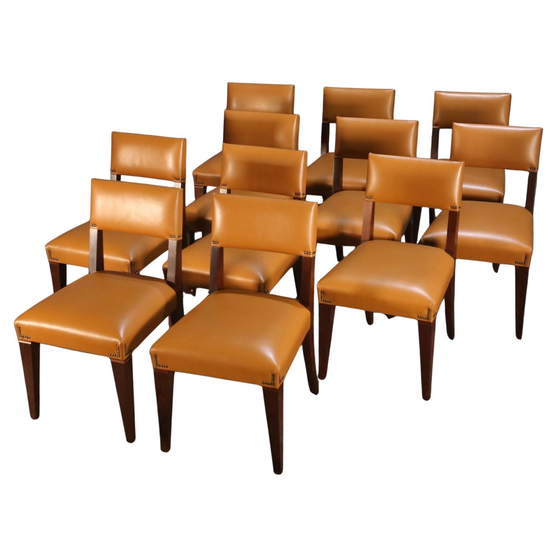 Caramel Brown Leather Chair, Set of Eleven