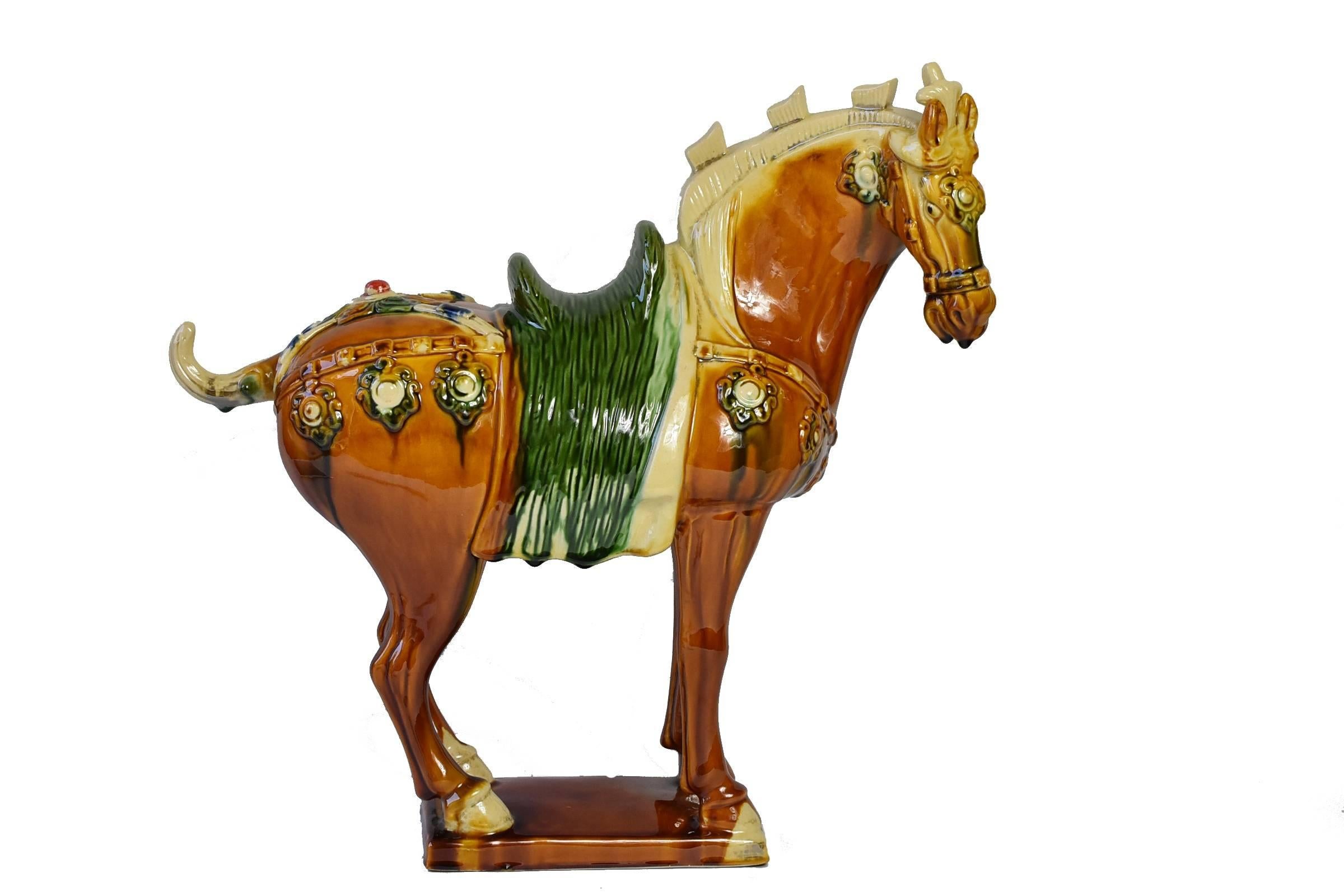 Caramel Brown Pottery Horse, Chinese San Cai Glaze 5