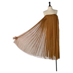 Caramel brown silk chiffon pleated bustier dress ALEXANDRE VAUTHIER