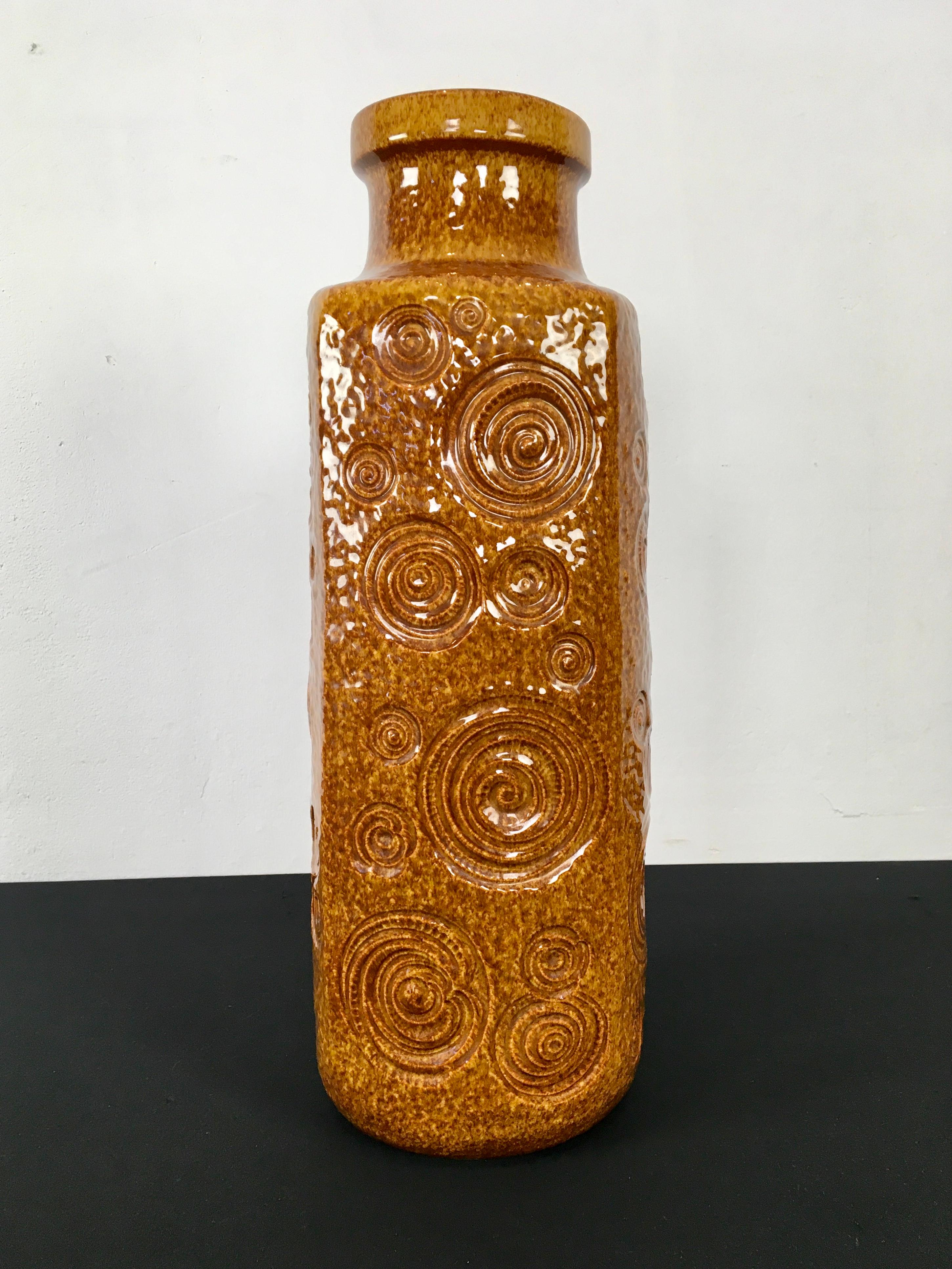 Caramel Brown Vase by Scheurich, Western Germany, 1970s For Sale 4
