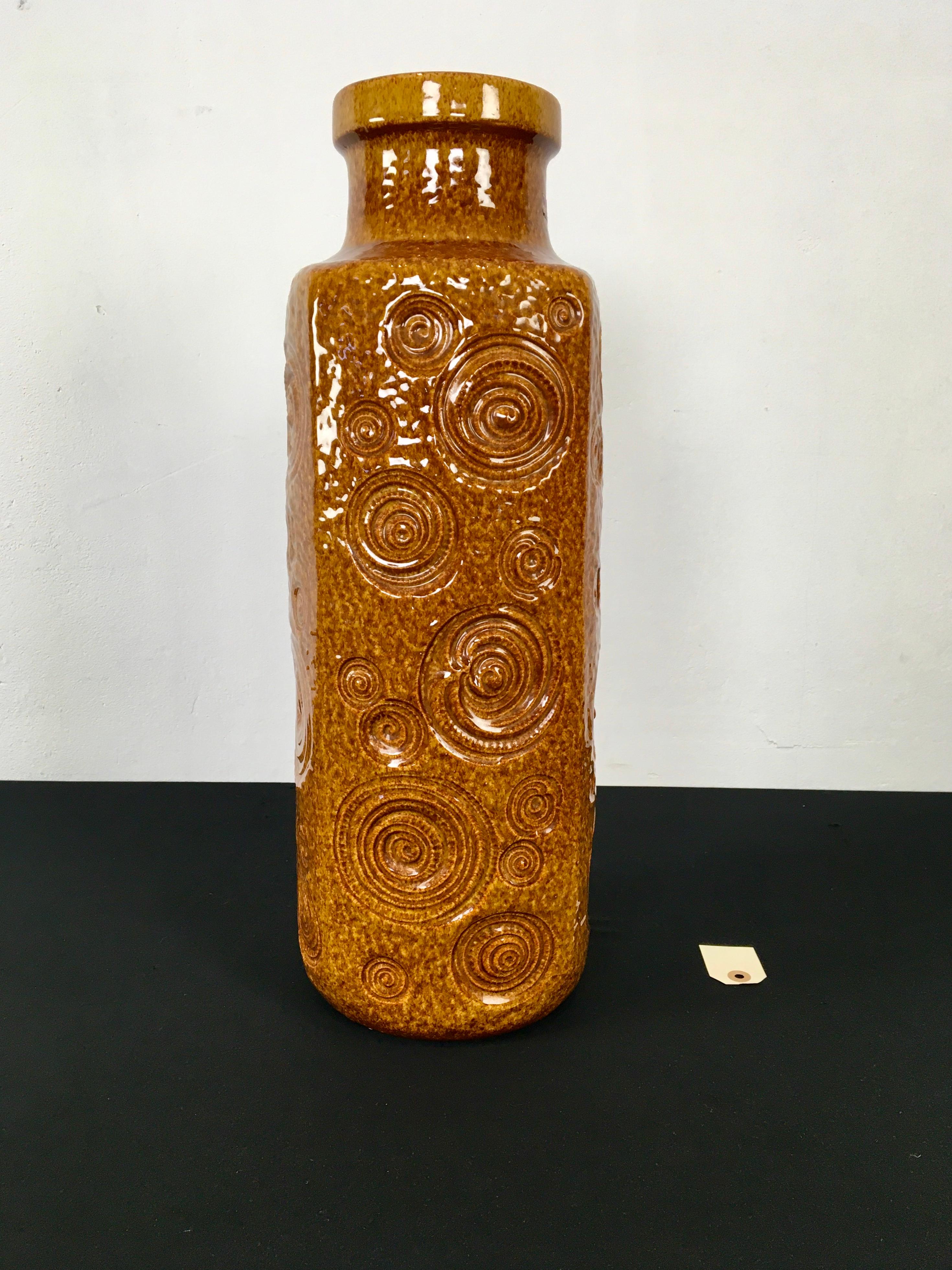 Caramel Brown Vase by Scheurich, Western Germany, 1970s For Sale 5