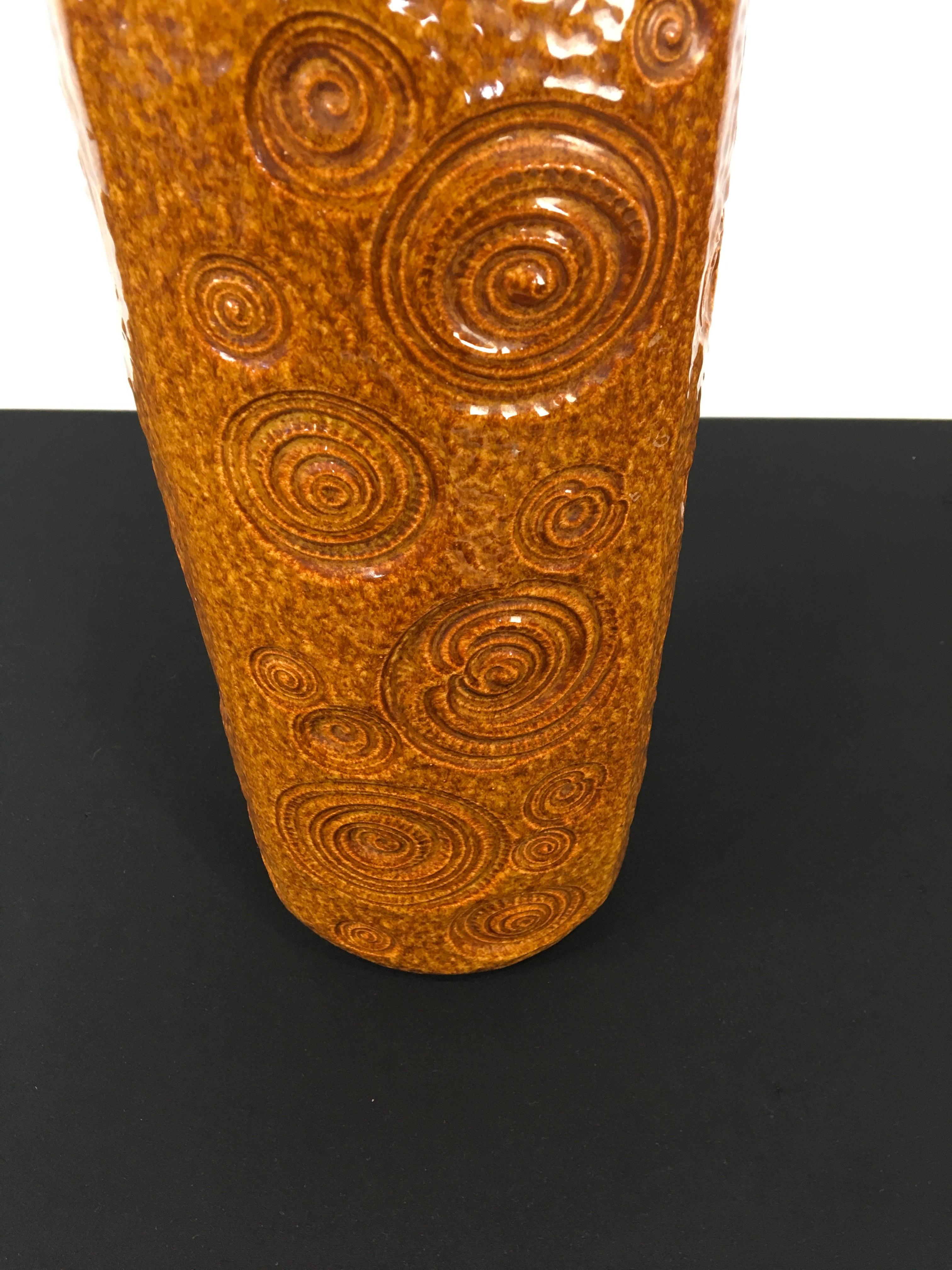 Caramel Brown Vase by Scheurich, Western Germany, 1970s For Sale 6