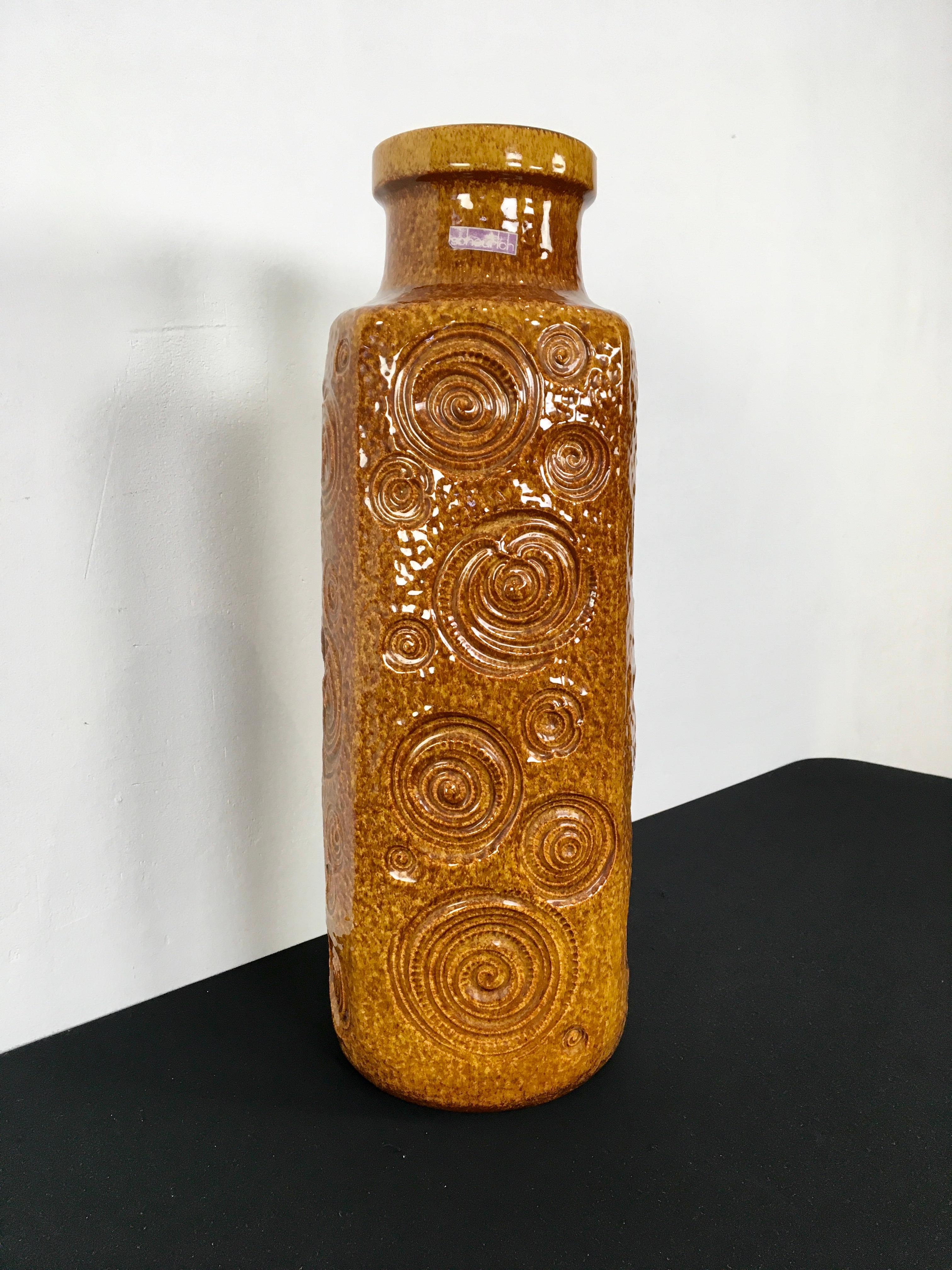 Caramel Brown Vase by Scheurich, Western Germany, 1970s For Sale 11