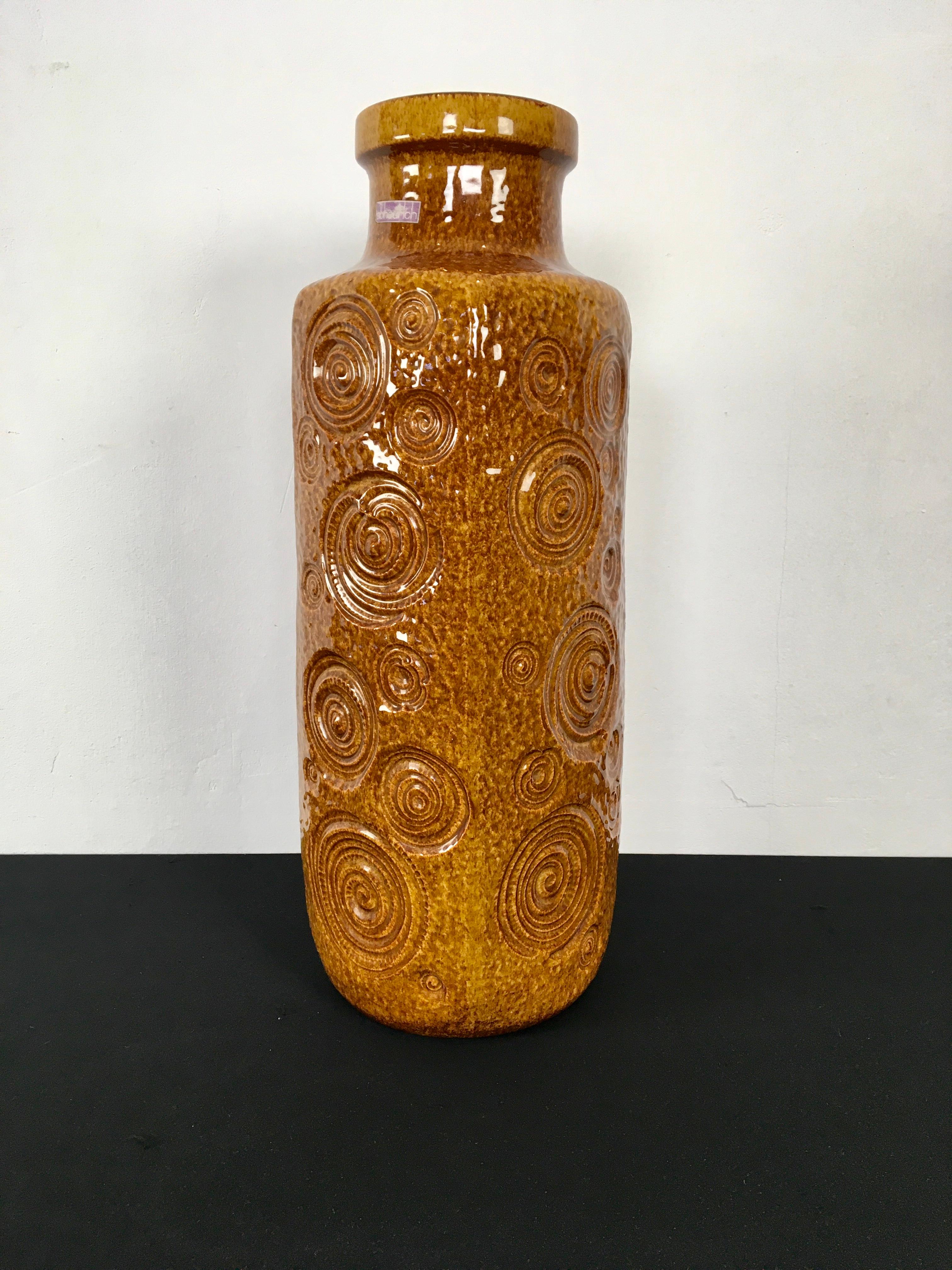 Caramel Brown Vase by Scheurich, Western Germany, 1970s For Sale 12