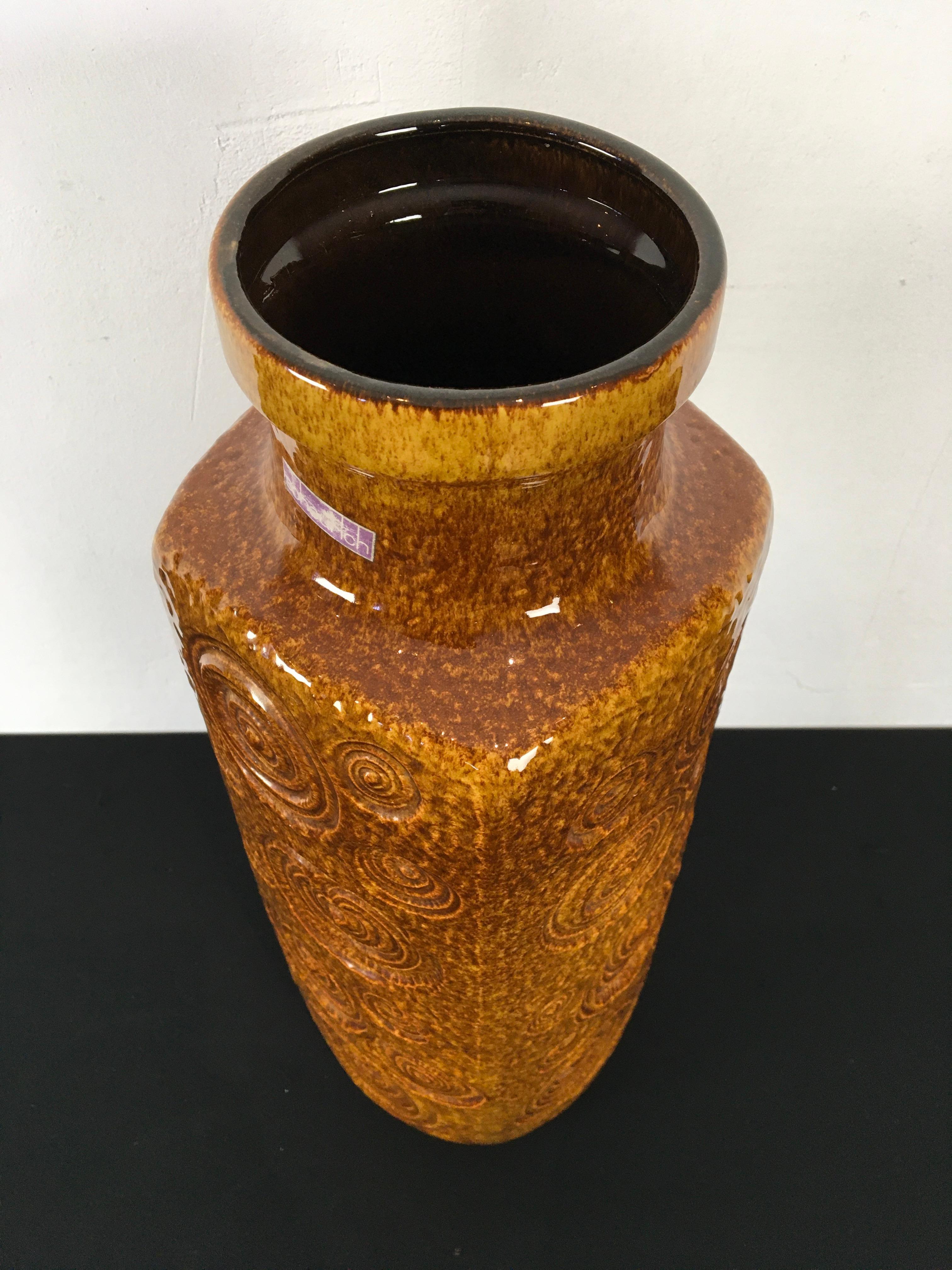 Caramel Brown Vase by Scheurich, Western Germany, 1970s For Sale 13