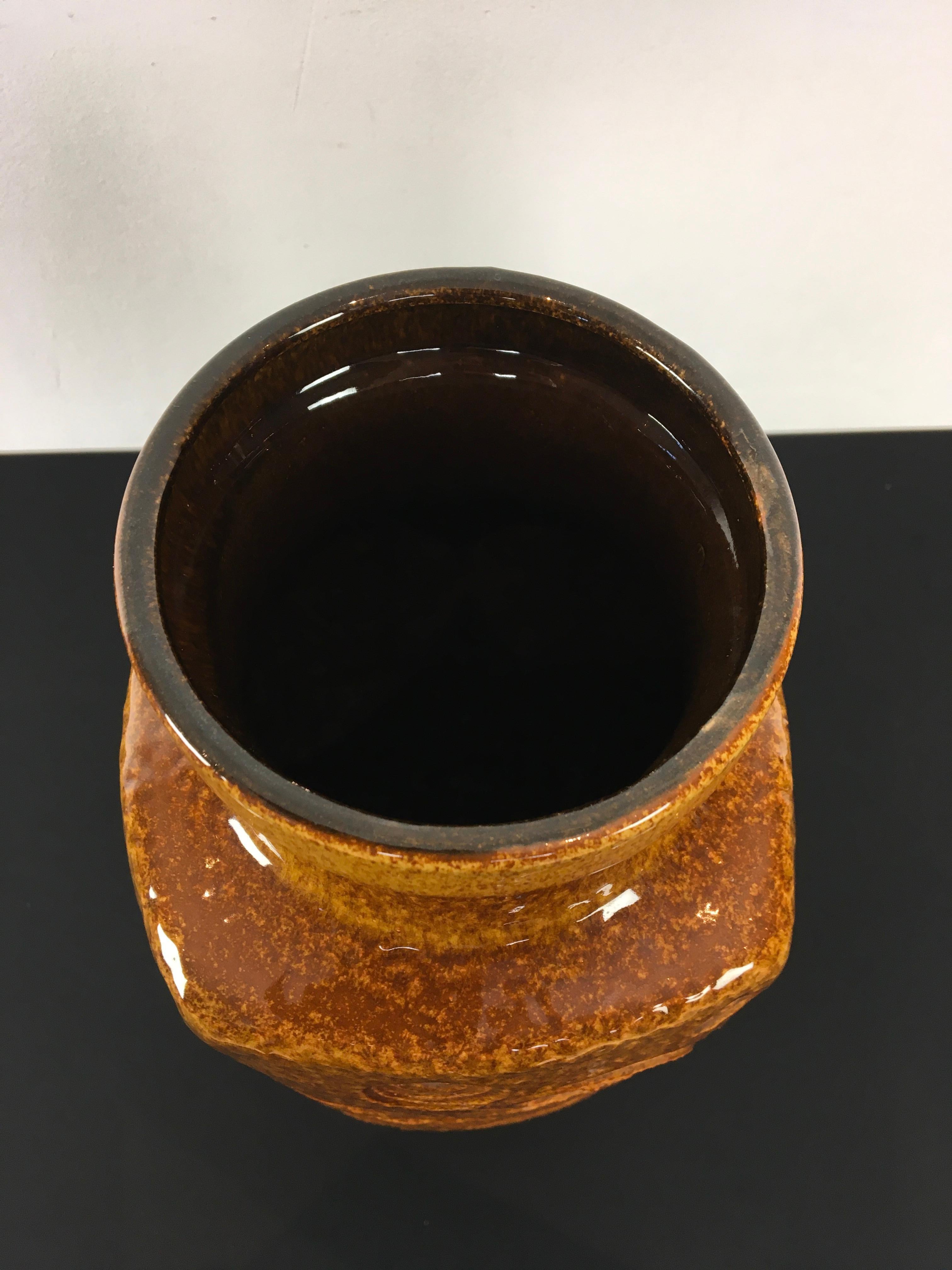 20th Century Caramel Brown Vase by Scheurich, Western Germany, 1970s For Sale