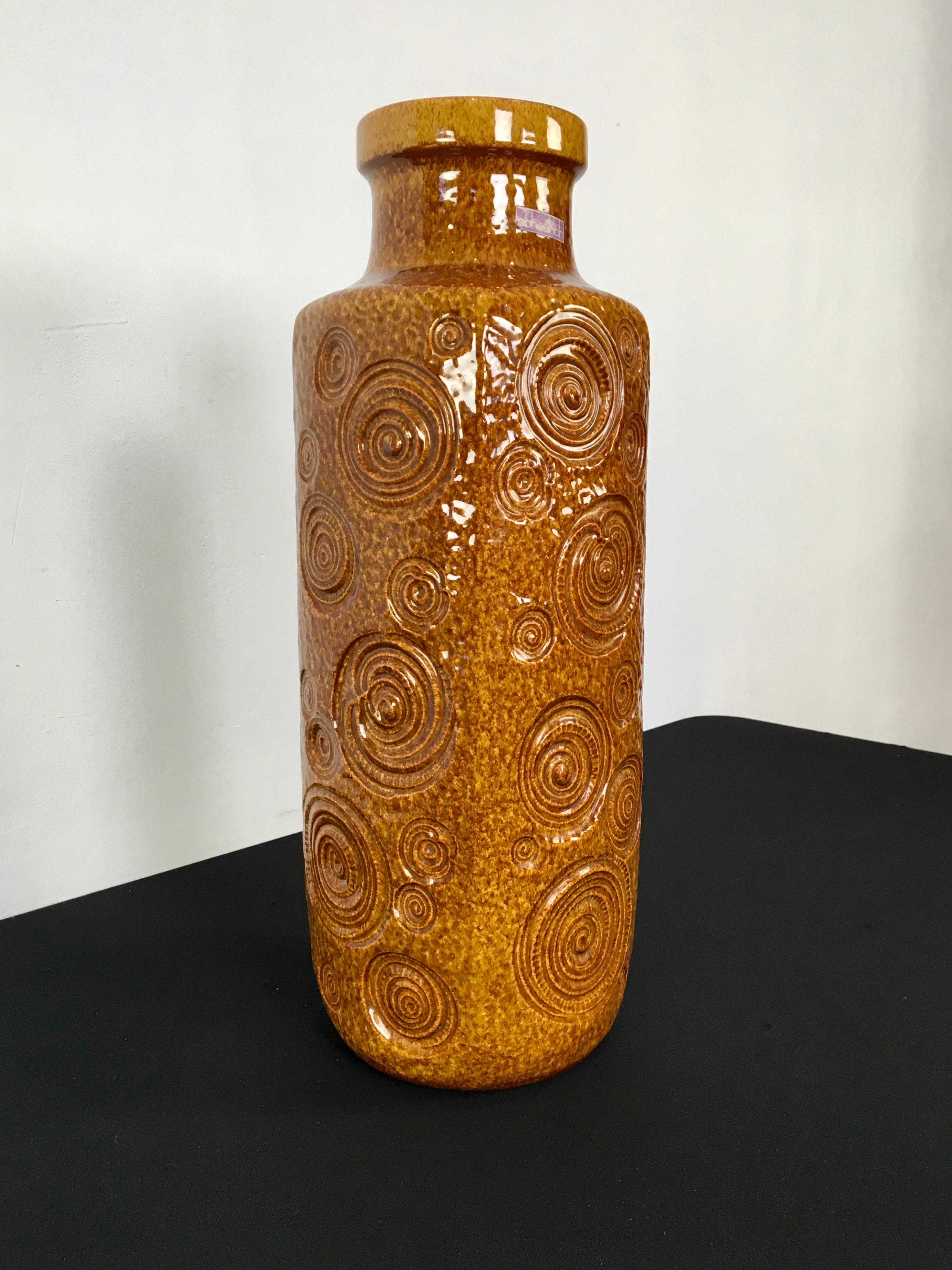 Caramel Brown Vase by Scheurich, Western Germany, 1970s For Sale 1