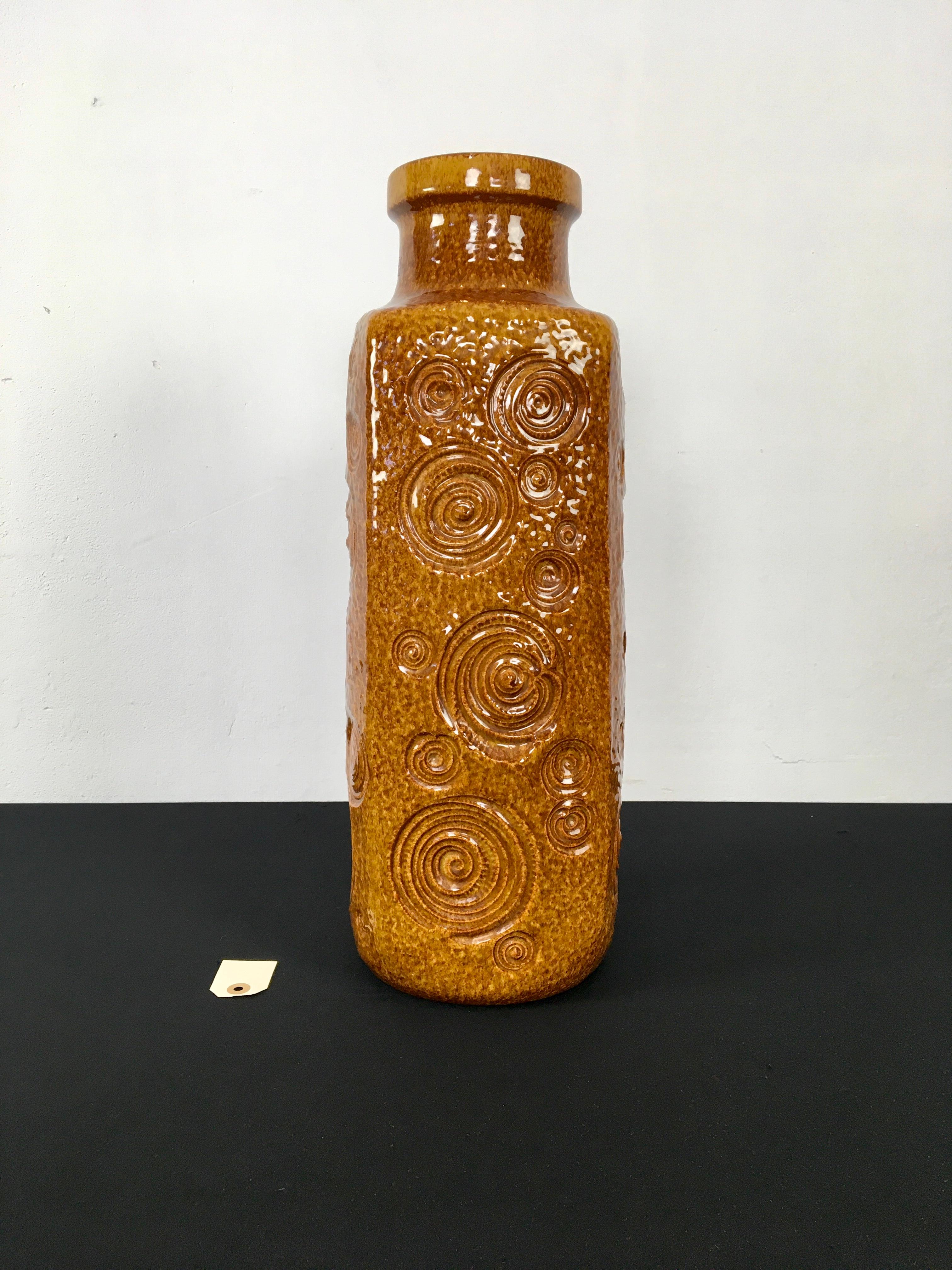 Caramel Brown Vase by Scheurich, Western Germany, 1970s For Sale 3