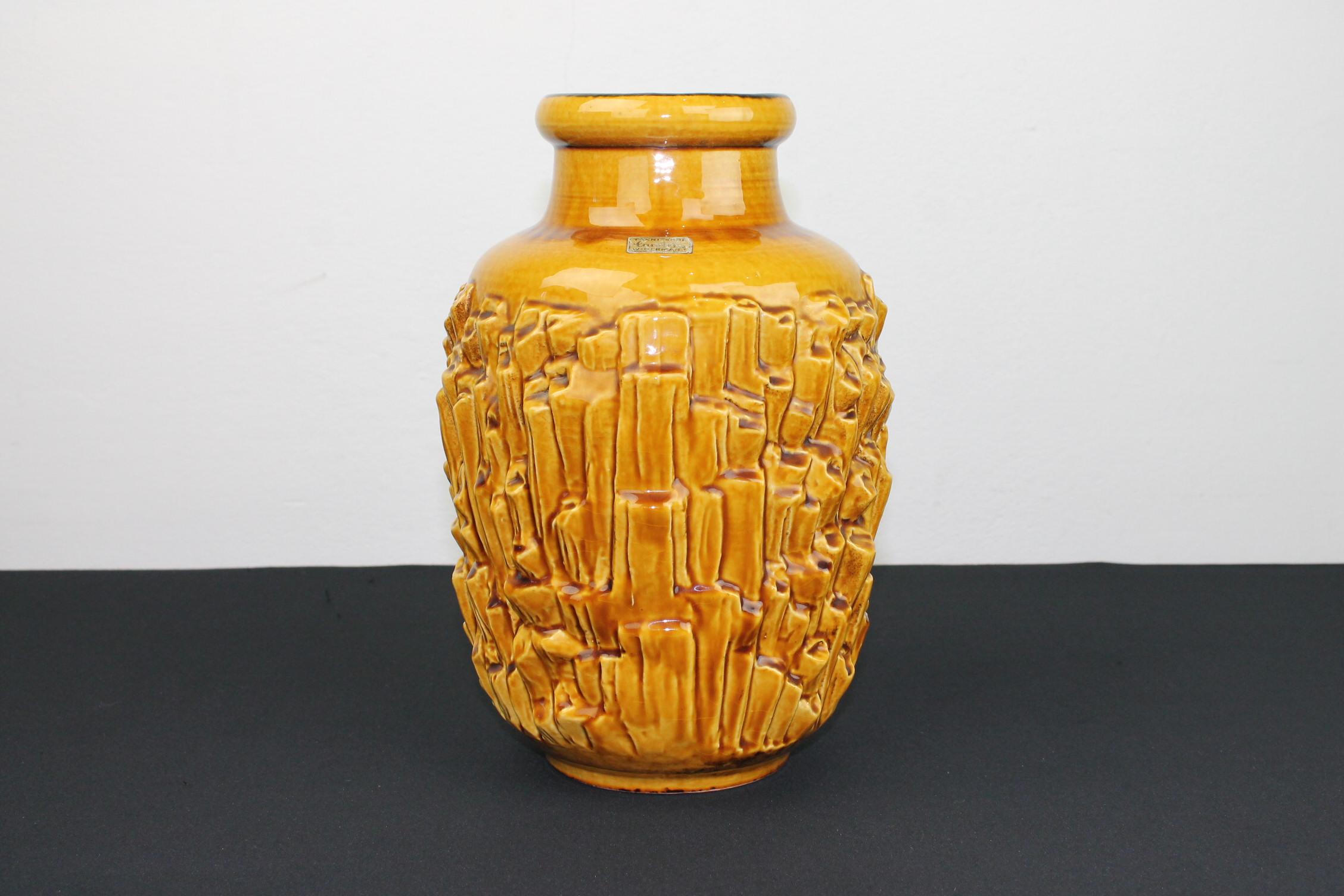 Caramel Brown Vase, Tönnieshof Carstens W-Germany, 1960s 8