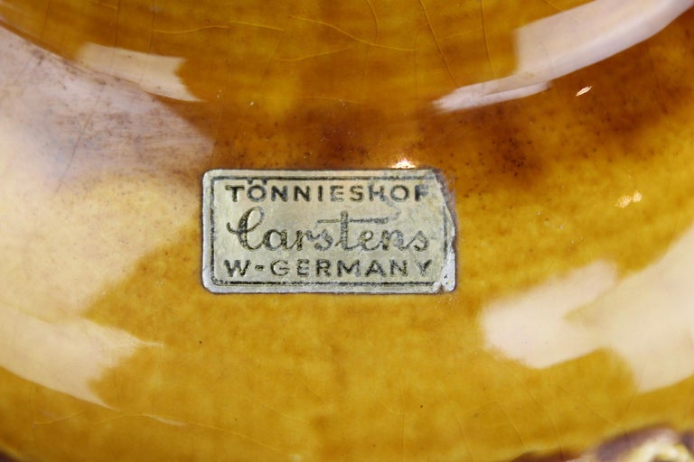 Organic Modern Caramel Brown Vase, Tönnieshof Carstens W-Germany, 1960s For Sale