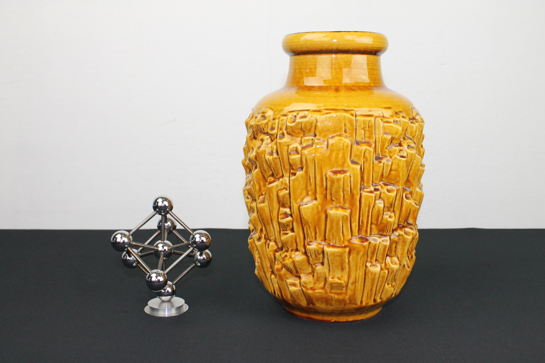 Ceramic Caramel Brown Vase, Tönnieshof Carstens W-Germany, 1960s