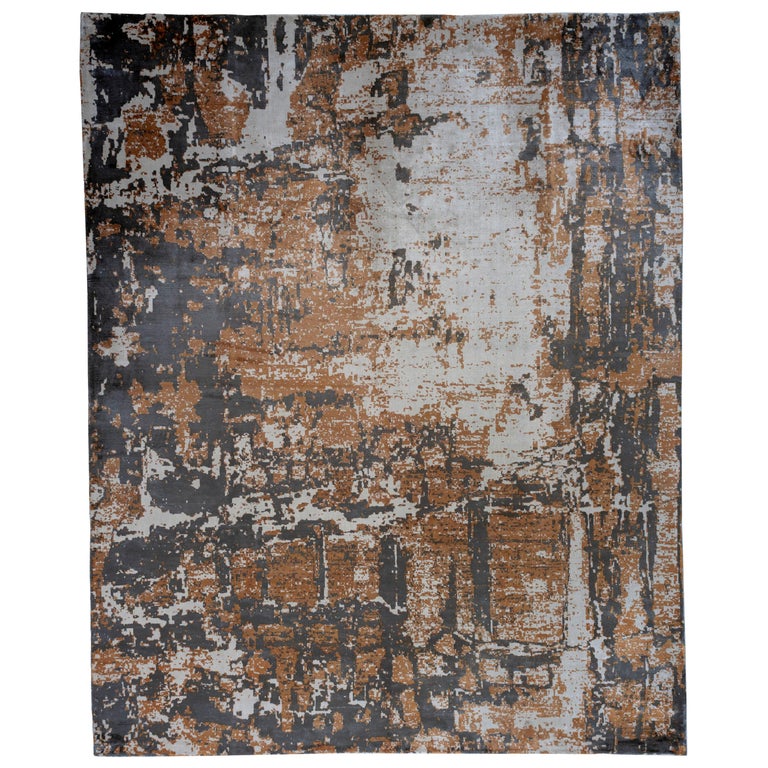 Caramel, Charcoal and Ivory Abstract Area Rug For Sale at 1stDibs ...