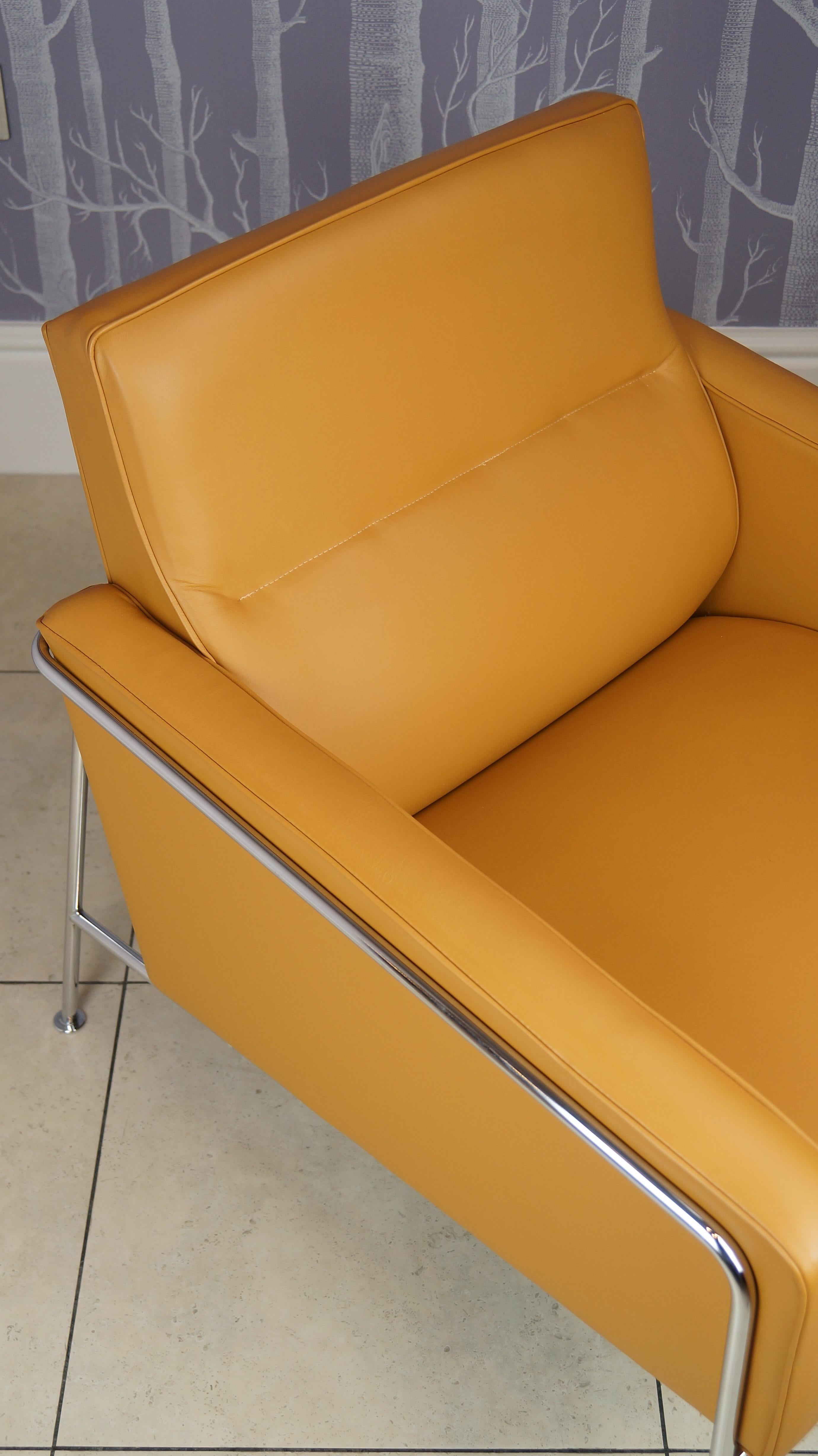 Caramel Leather Arne Jacobsen 3300 Vintage Armchair Lounge Chair, Fritz Hansen 5