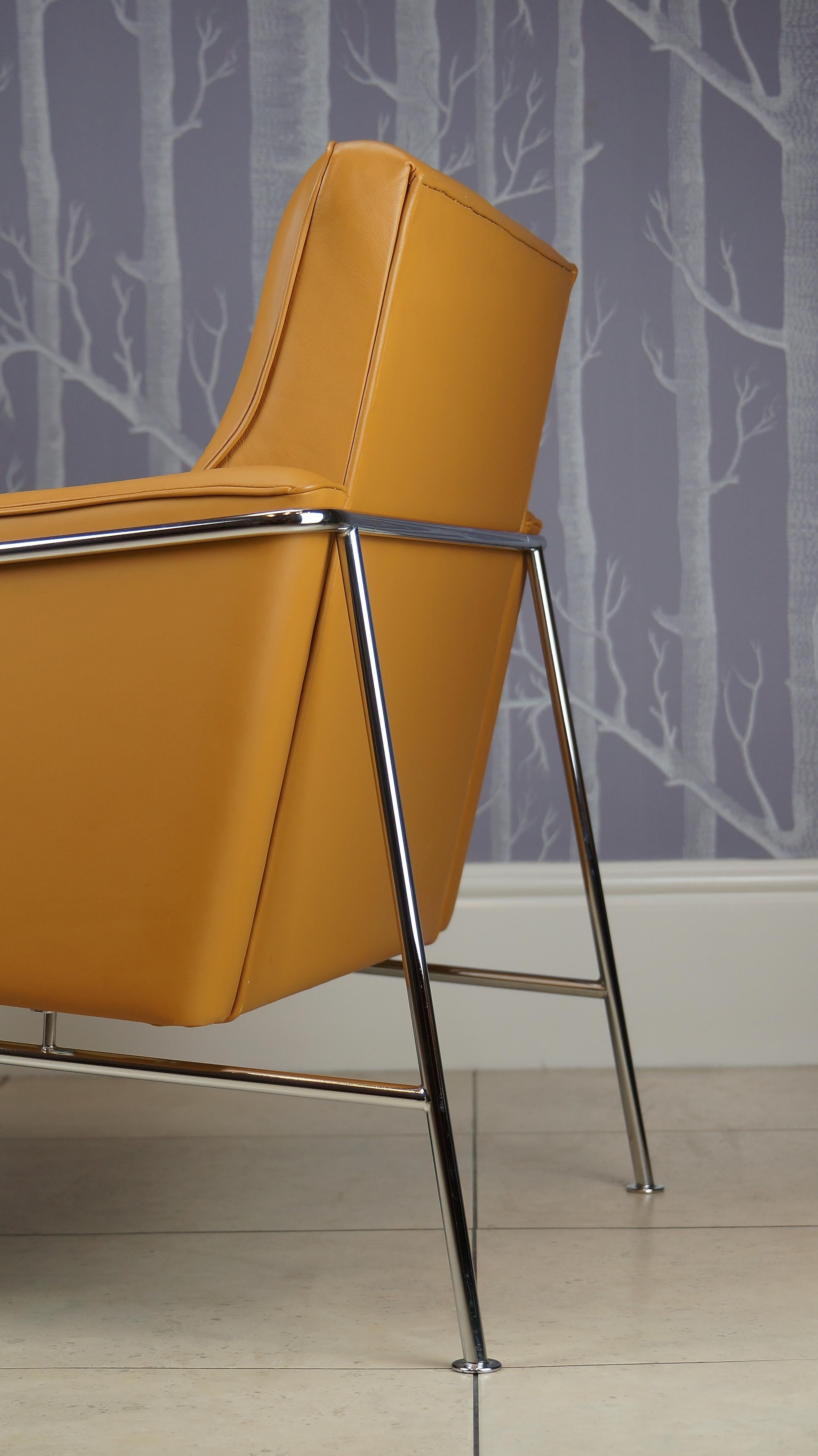 Caramel Leather Arne Jacobsen 3300 Vintage Armchair Lounge Chair, Fritz Hansen 6