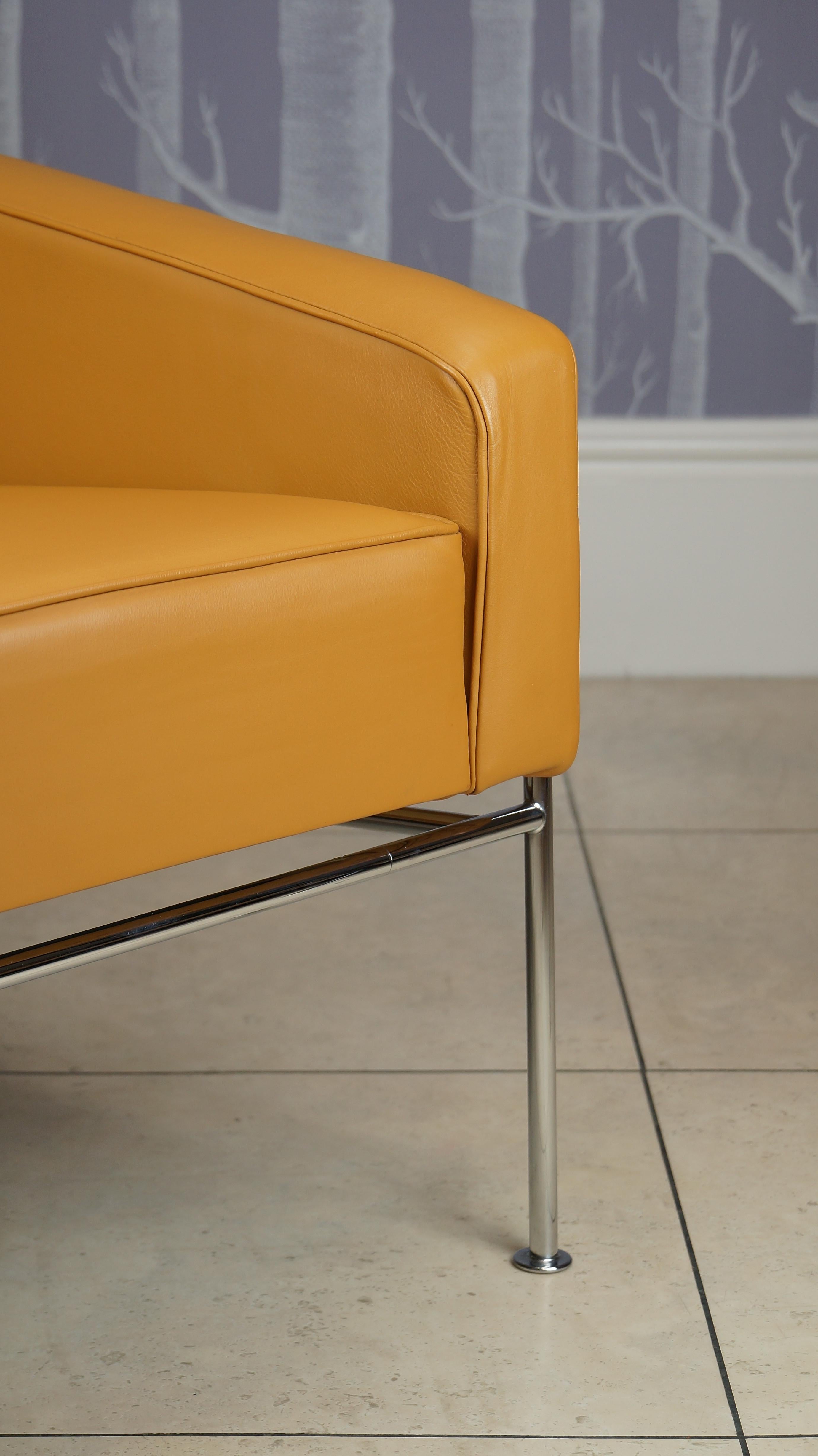 Caramel Leather Arne Jacobsen 3300 Vintage Armchair Lounge Chair, Fritz Hansen 7