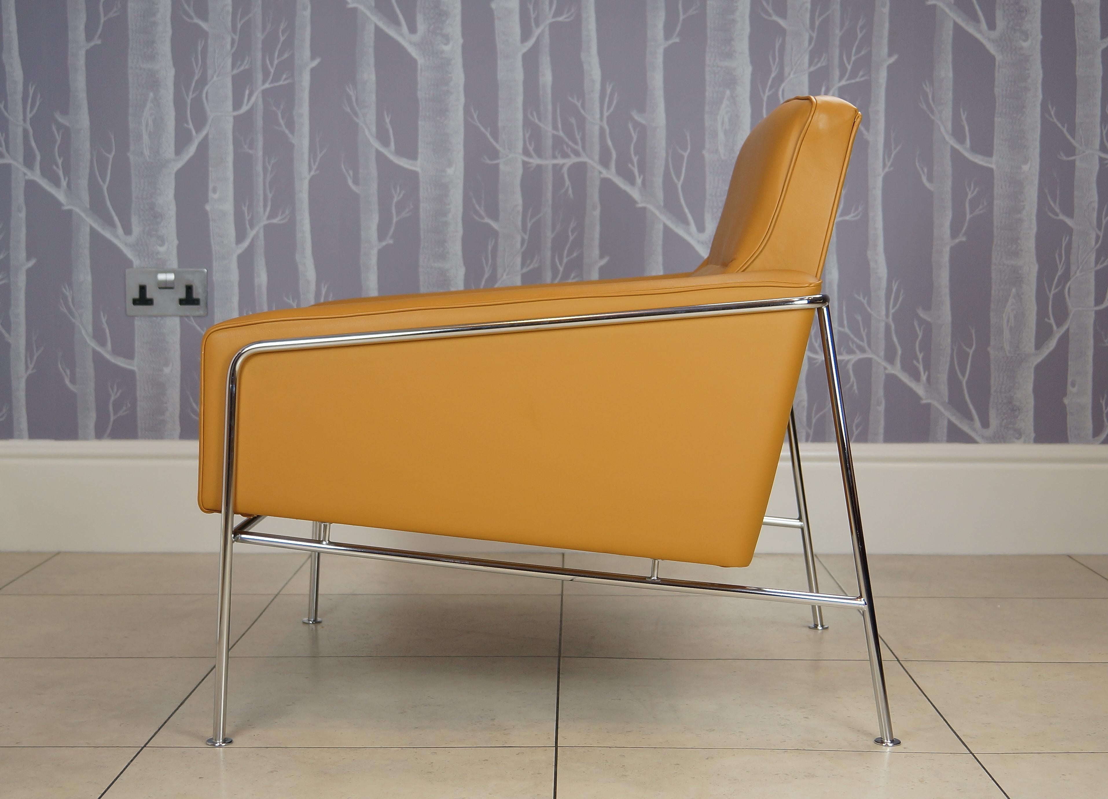 Danish Caramel Leather Arne Jacobsen 3300 Vintage Armchair Lounge Chair, Fritz Hansen
