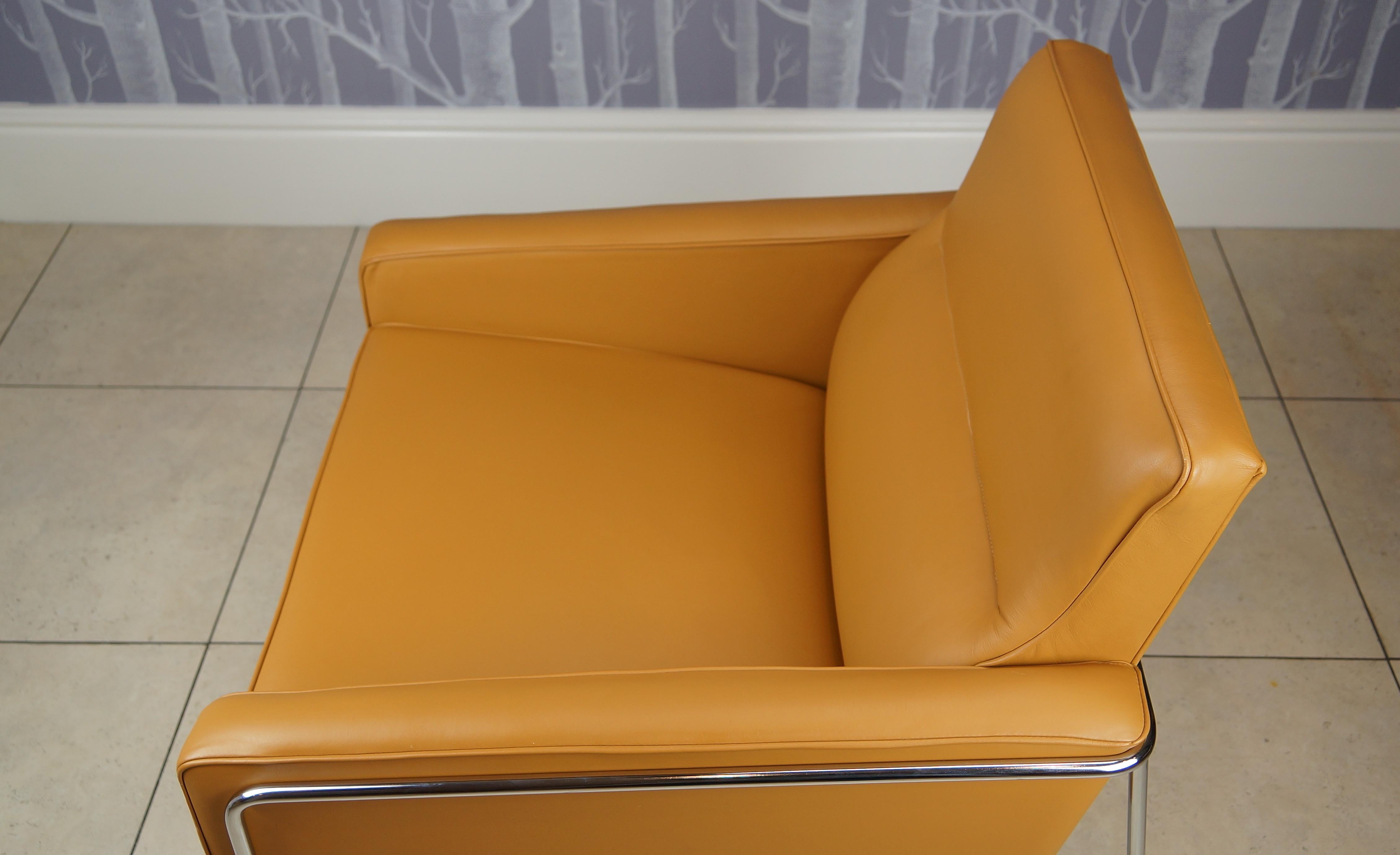 Caramel Leather Arne Jacobsen 3300 Vintage Armchair Lounge Chair, Fritz Hansen In Good Condition In Huddersfield, GB