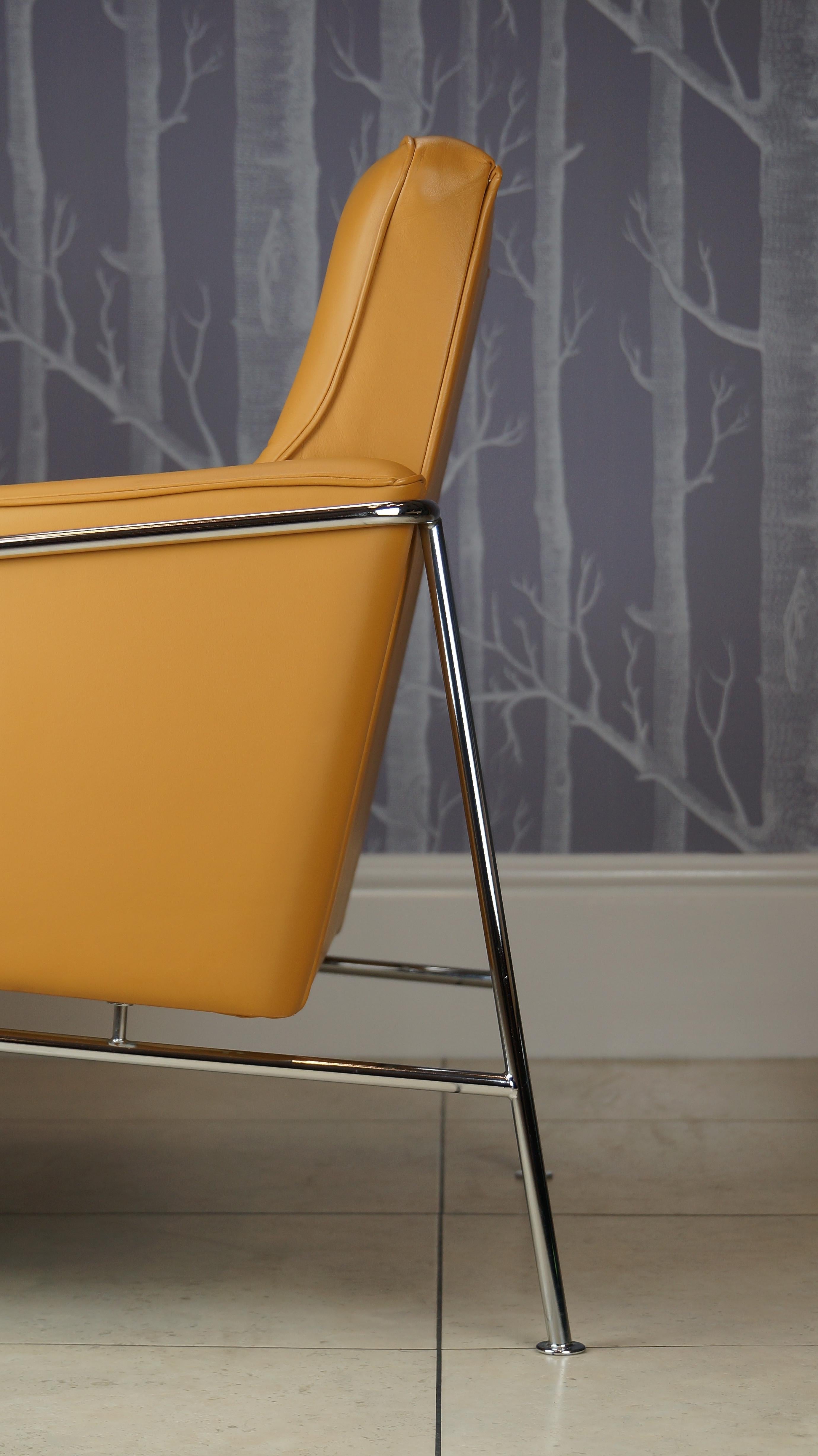 Mid-20th Century Caramel Leather Arne Jacobsen 3300 Vintage Armchair Lounge Chair, Fritz Hansen